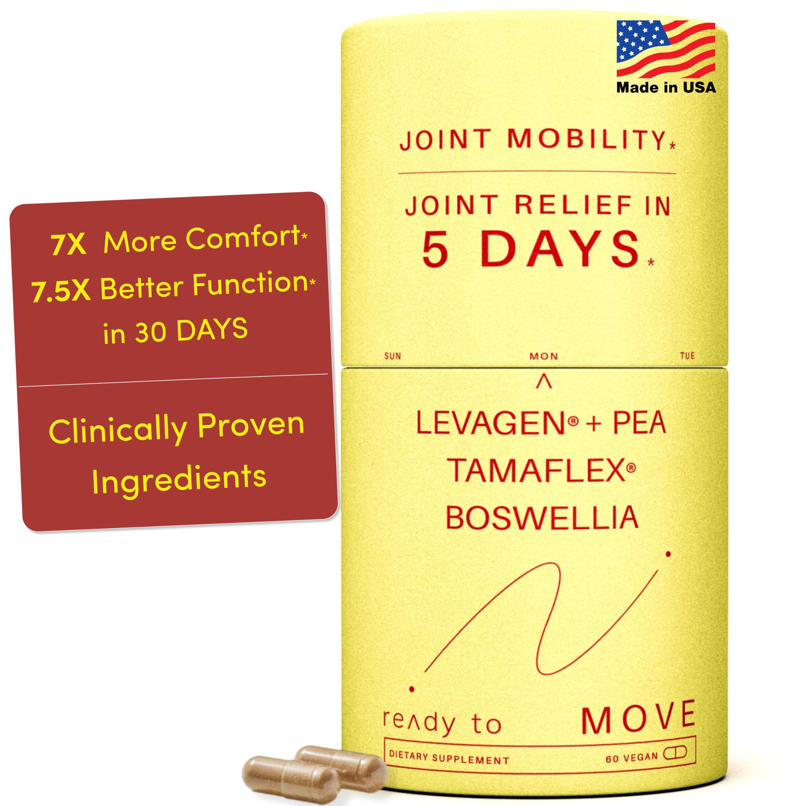 MOVE Fast Acting Joint Supplements | Tamaflex® Turmeric & Tamarind, Levagen®+ PEA Palmitoylethanolamide, Boswellia Serrata, Bioperine® Black Pepper Extract | Joint Support & Mobility | 60 Vegan Caps Ready To buy supplements canada