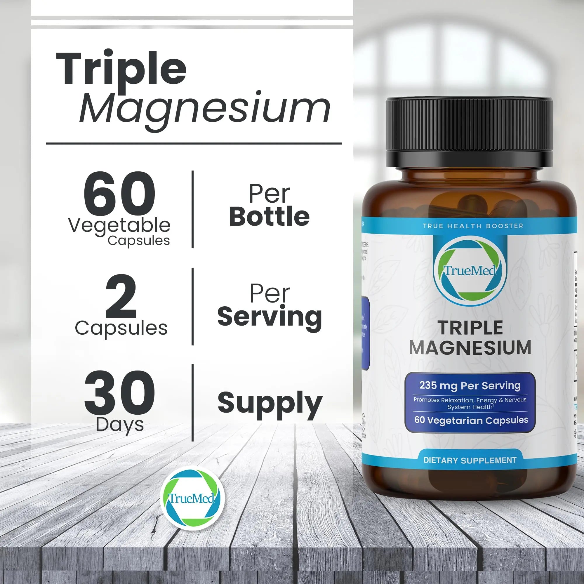 Truemed Triple Magnesium Complex Supplement 235mg with Magnesium Citrate, Malate & Lysinate Chelate | Magnesium Supplement for Sleep, Muscle Relaxation, Energy & Nerve Support | 60 Capsules, USA Made TRUEMED buy supplements canada