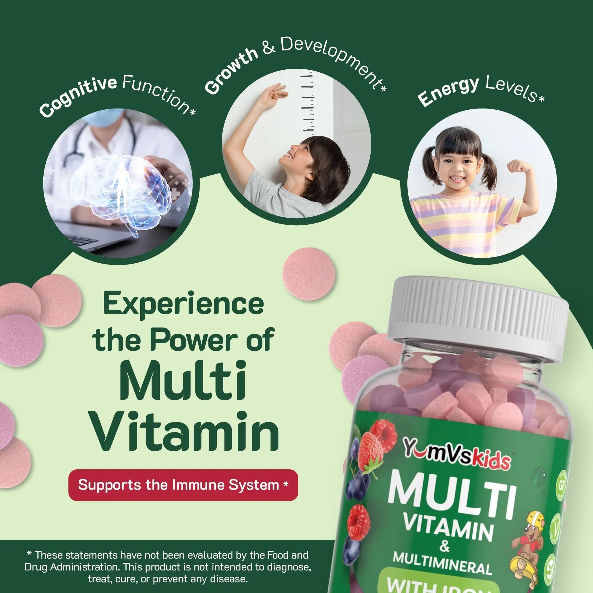 YUM-V'S Probiotics & Multivitamin Bundle for Kids – Probiotic with Prebiotic Fiber Chocolate Bears + Multivitamin & Multimineral with Iron Chewables – Digestive, Immune & Overall Health Support YUM-V'S buy supplements canada