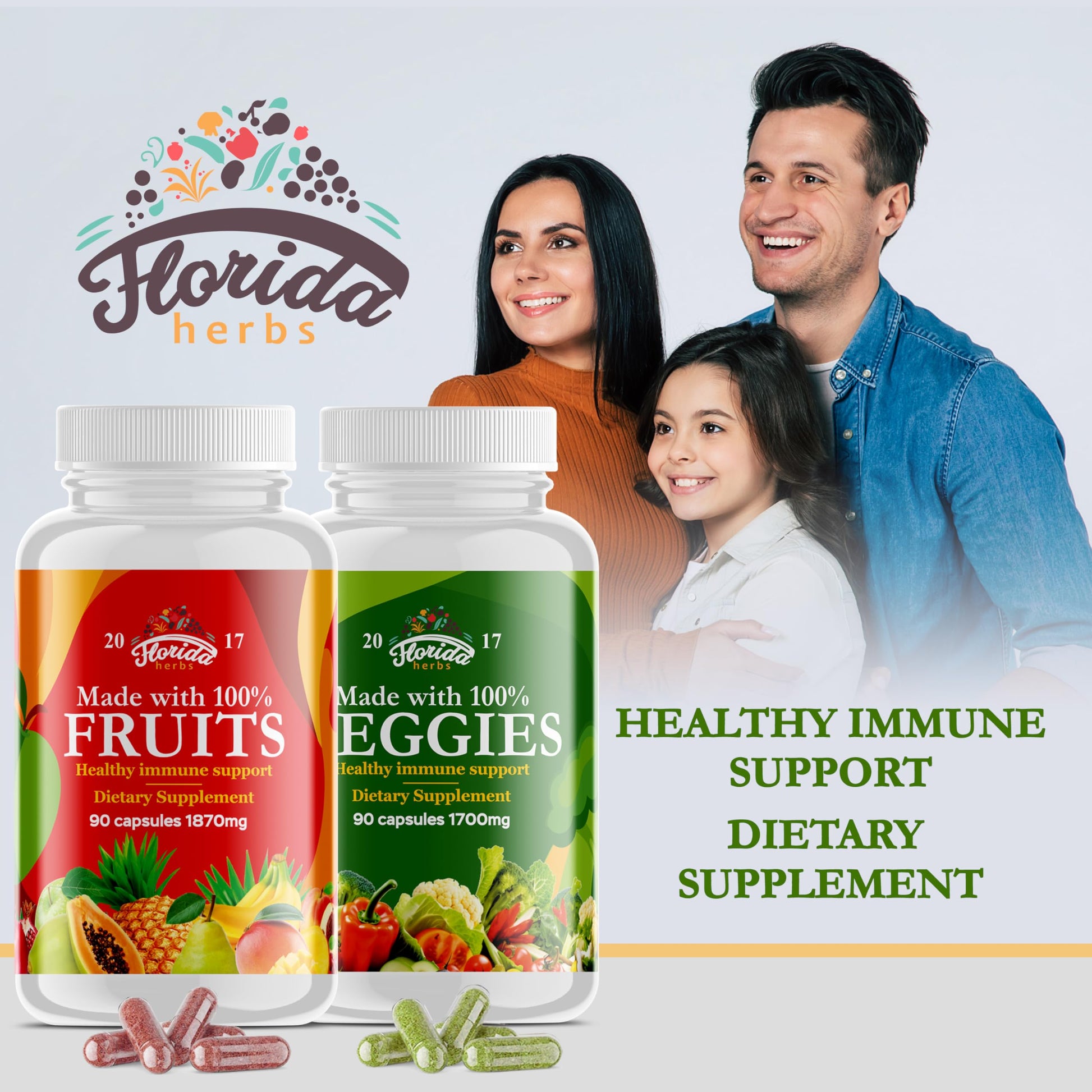 Fruits and Vegetables Supplement - 90 Fruit and 90 Veggie Capsules - Nature Vitamins, Balance of Fruits and Veggies Supports Energy Balance, Soy Free, Vegan Capsules - 90 Count (Pack of 2) FLORIDA HERBS buy supplements canada