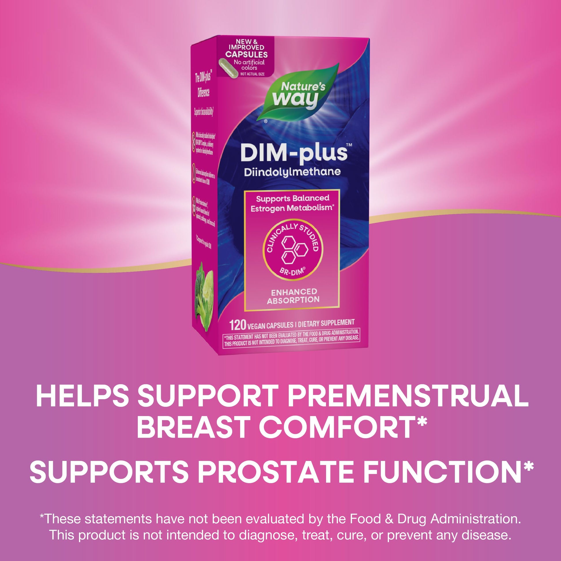 Nature's Way DIM-Plus, DIM Supplement, Supports Balanced Estrogen Metabolism*, Supports Estrogen Hormone Balance*, Diindolylmethane, 120 Vegan Capsules Nature's Way buy supplements canada