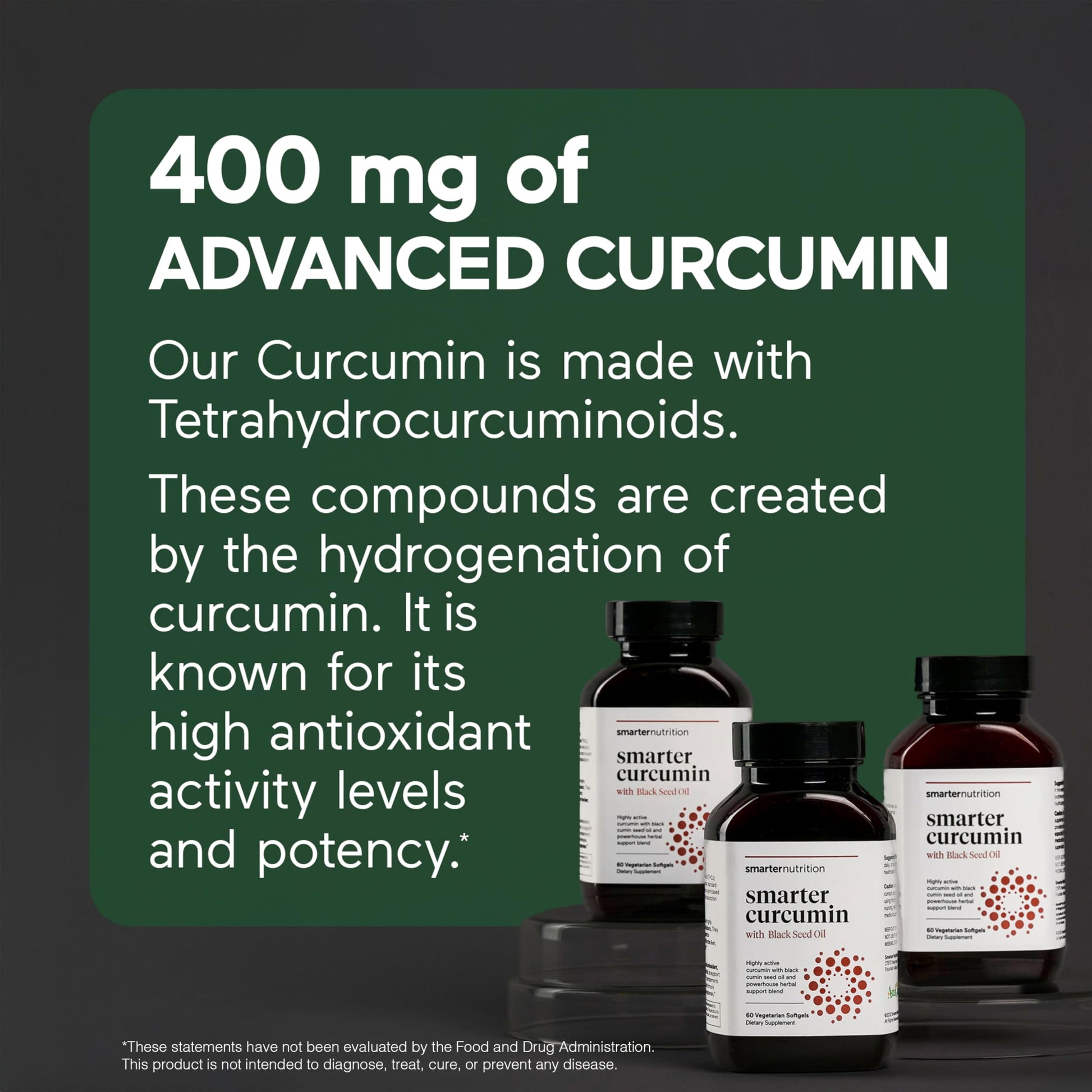 SMARTERNUTRITION Curcumin Softgels - Vegan High Absorption 400 mg Turmeric Supplement + Black Seed Oil & Ginger - 95% Tetrahydrocurcuminoids Non-GMO, USA Manufactured - 60 Ct[30 Servings] SMARTERNUTRITION buy supplements canada