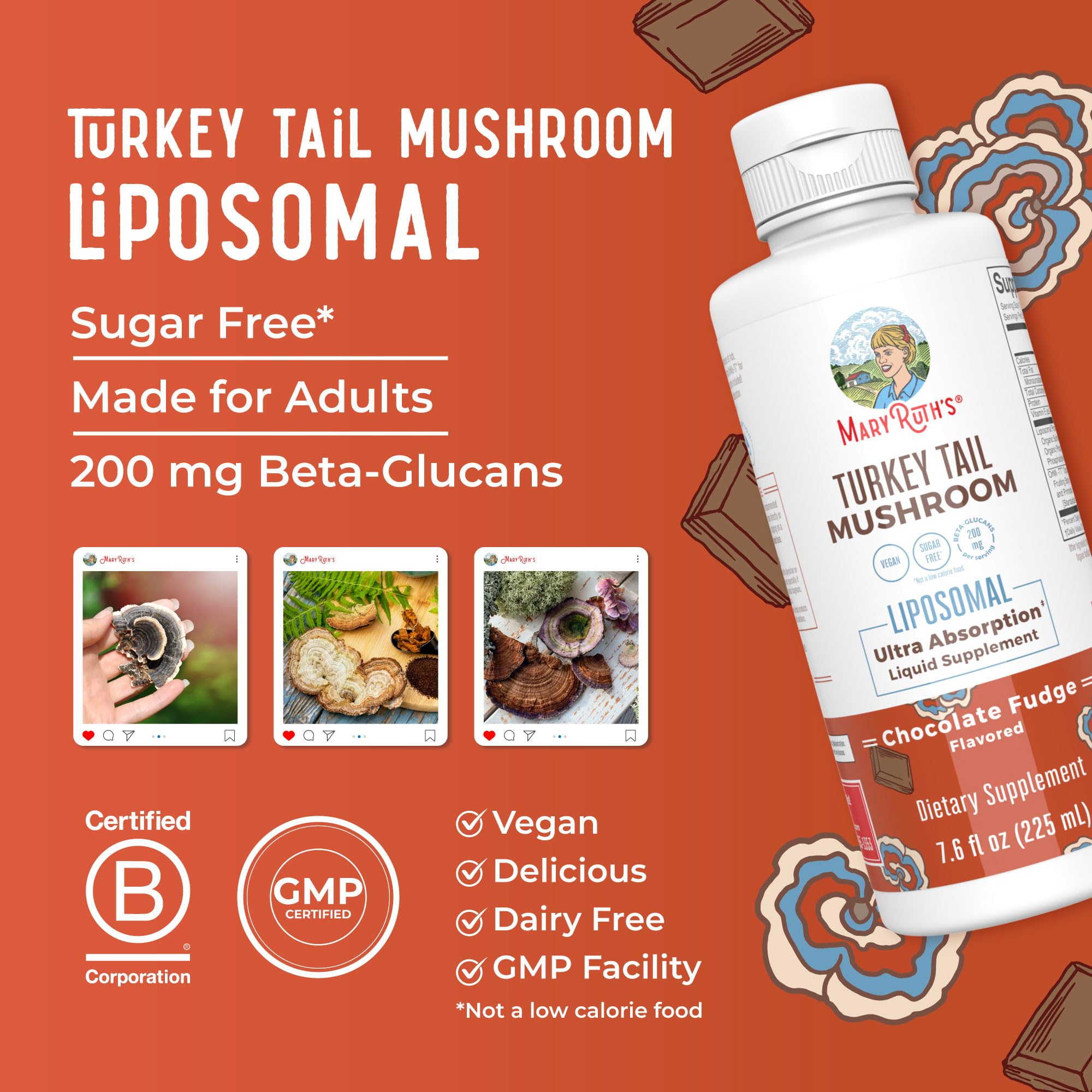 MaryRuth Organics Turkey Tail Mushroom Supplement | Ultra Absorption Liposomal | Full Spectrum | 200mg Beta-Glucans Per Serving | Vegan | 7.6 oz | 15 Servings MARYRUTH'S buy supplements canada