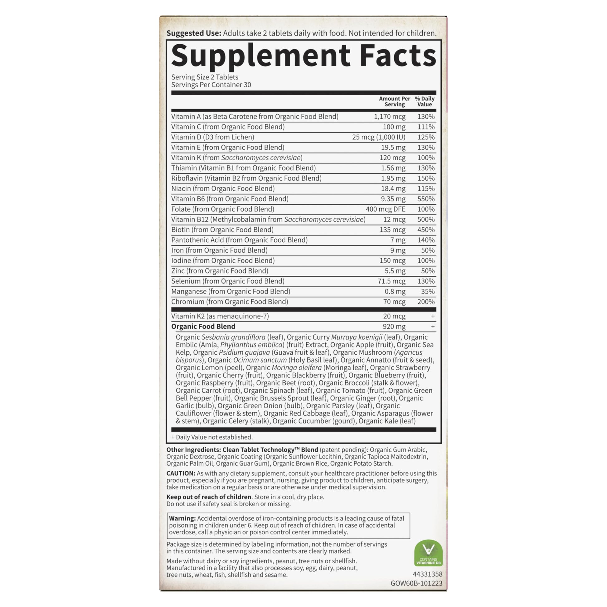 Garden of Life Organics Organic Multivitamin for Women - Womens Multi with Vitamin C, D, Folate, B6, B12, Biotin, Iron Garden of Life buy supplements canada