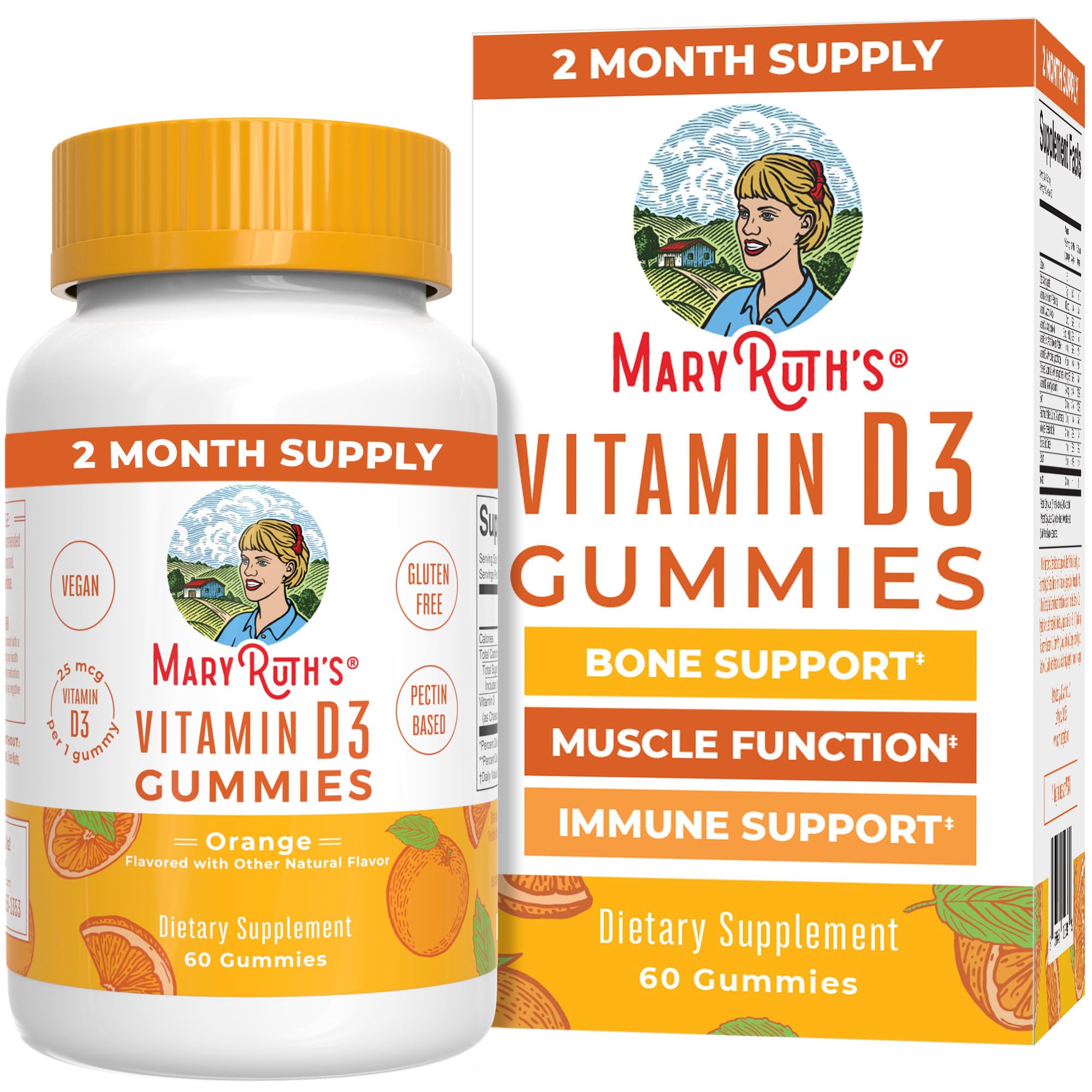 MaryRuth Organics Vitamin D3 Gummies | 2 Month Supply | Adults & Kids Vitamin D Gummy | Immune Support Supplement | VIT D3 1000IU for Bone Health&Muscle Function | Vegan | Non-GMO | Gluten Free | 60 MARYRUTH'S buy supplements canada