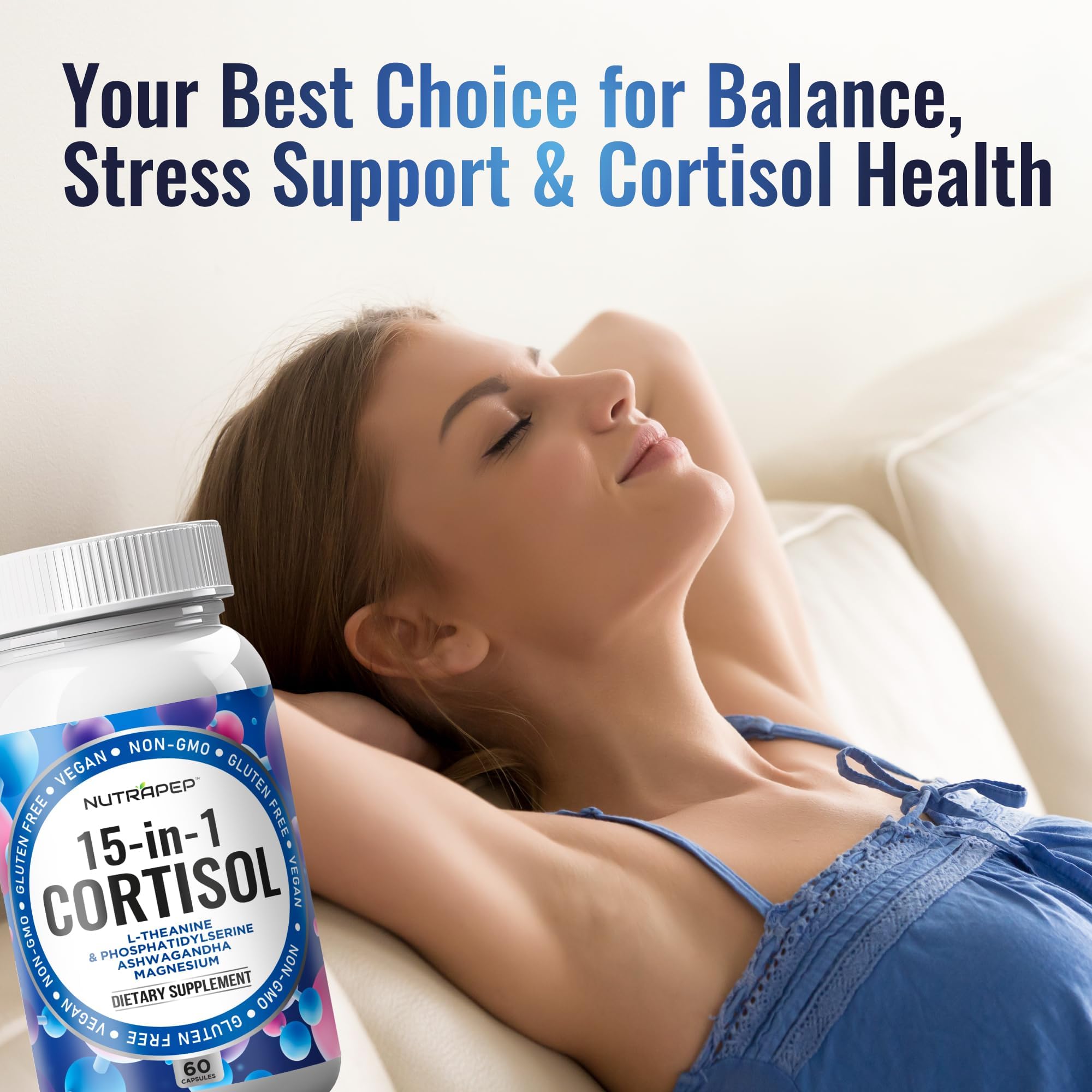 NutraPep Cortisol Detox Supplement Men Women - Reduce Lower Cortisol High Cortisol Reducer Blocker Control - Supports Stress Mood Rest Adrenal Calm Relax with Ashwagandha L-Theanine Magnesium NutraPep buy supplements canada