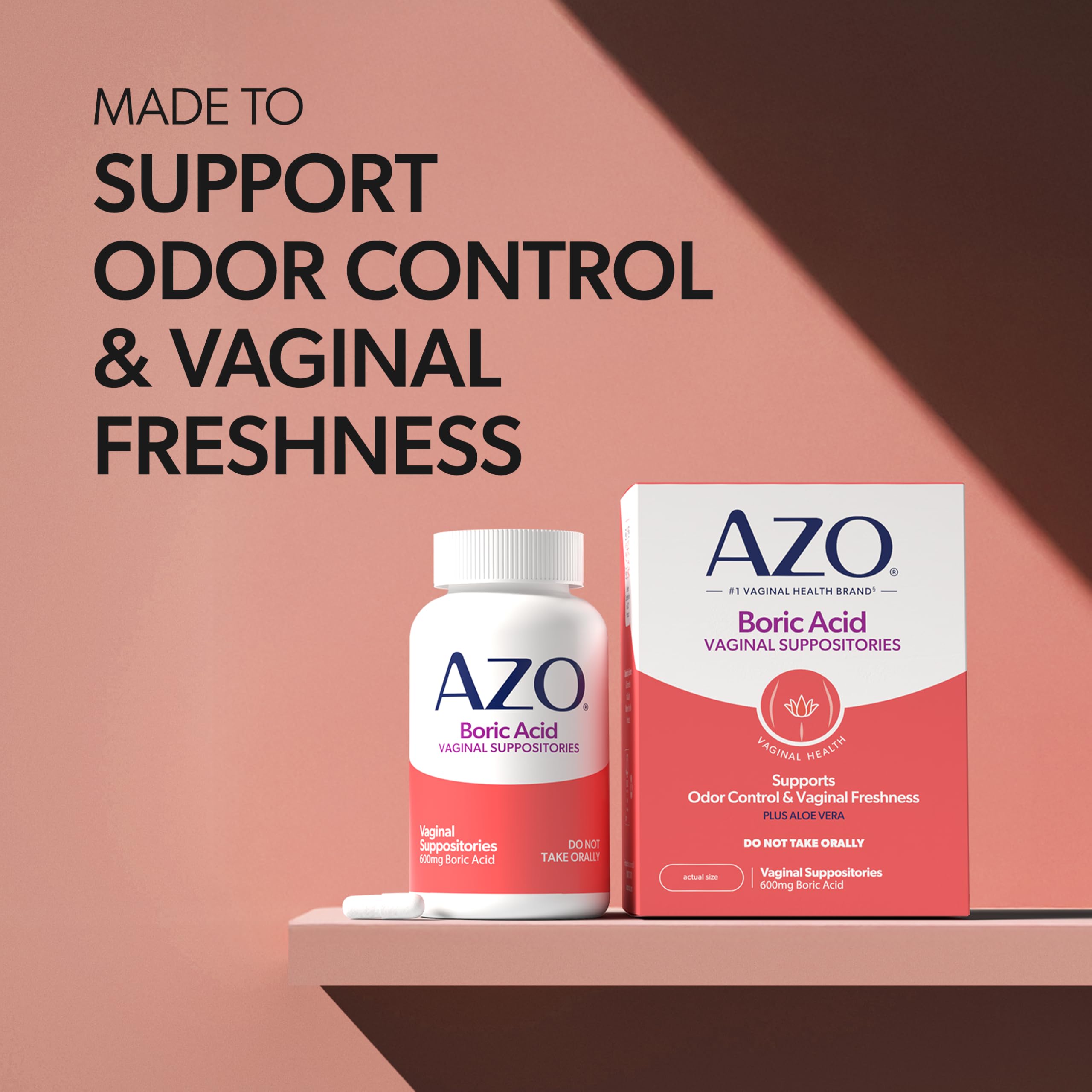 AZO® Boric Acid Vaginal Suppositories for Women, Helps Support Odor Control with Clinically Studied Boric Acid, Non-GMO, 30 Count AZO buy supplements canada