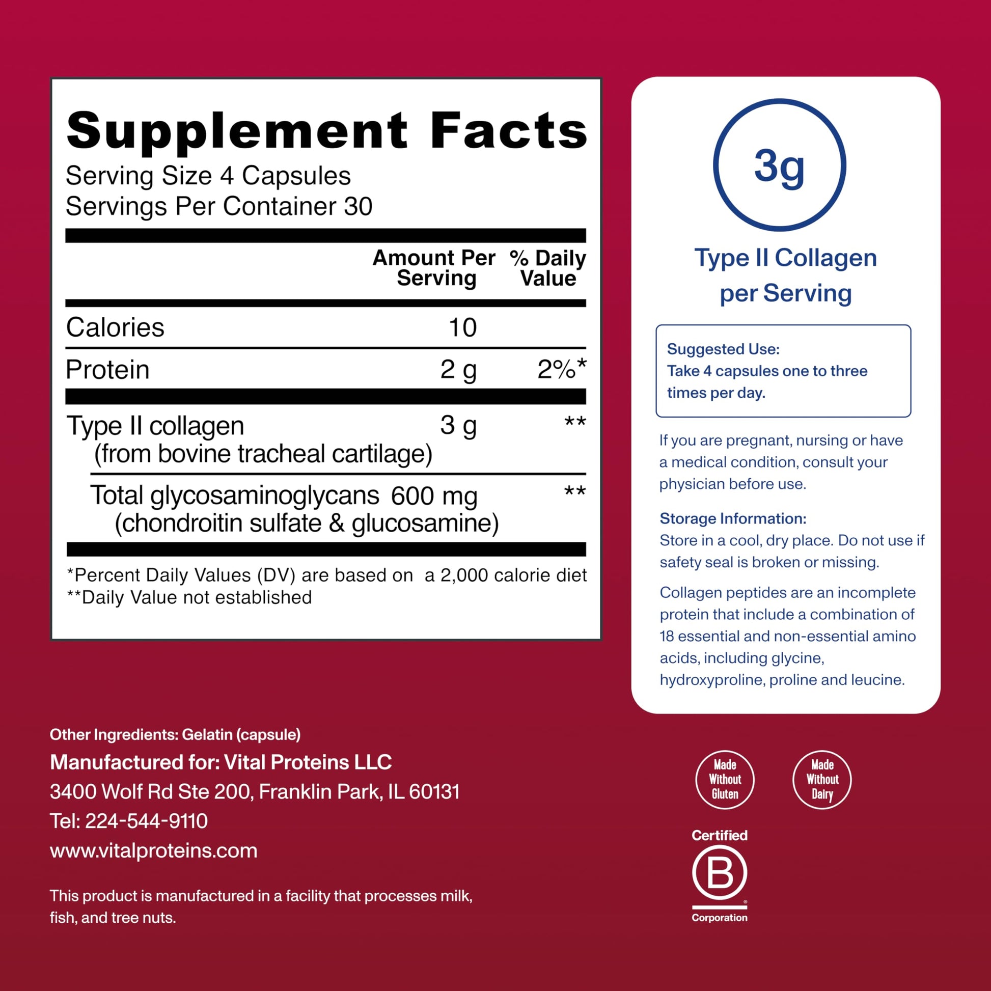 Vital Proteins Cartilage Collagen Pills, Type II Collagen & Chondroitin Sulfate Supplement for Recovery & Healthy Hair, Skin, Nails and Joints Vital Proteins buy supplements canada