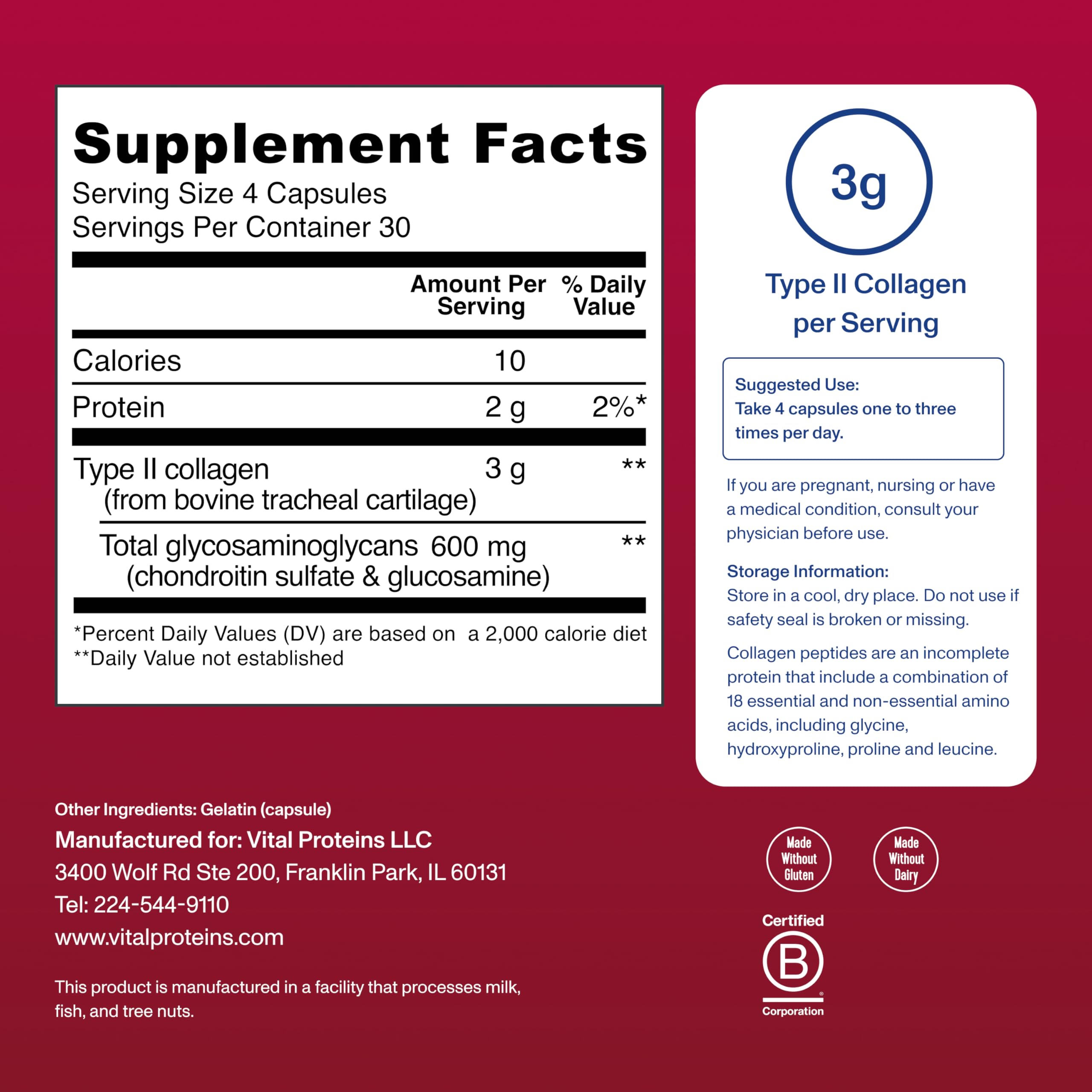 Vital Proteins Cartilage Collagen Pills, Type II Collagen & Chondroitin Sulfate Supplement for Recovery & Healthy Hair, Skin, Nails and Joints Vital Proteins buy supplements canada