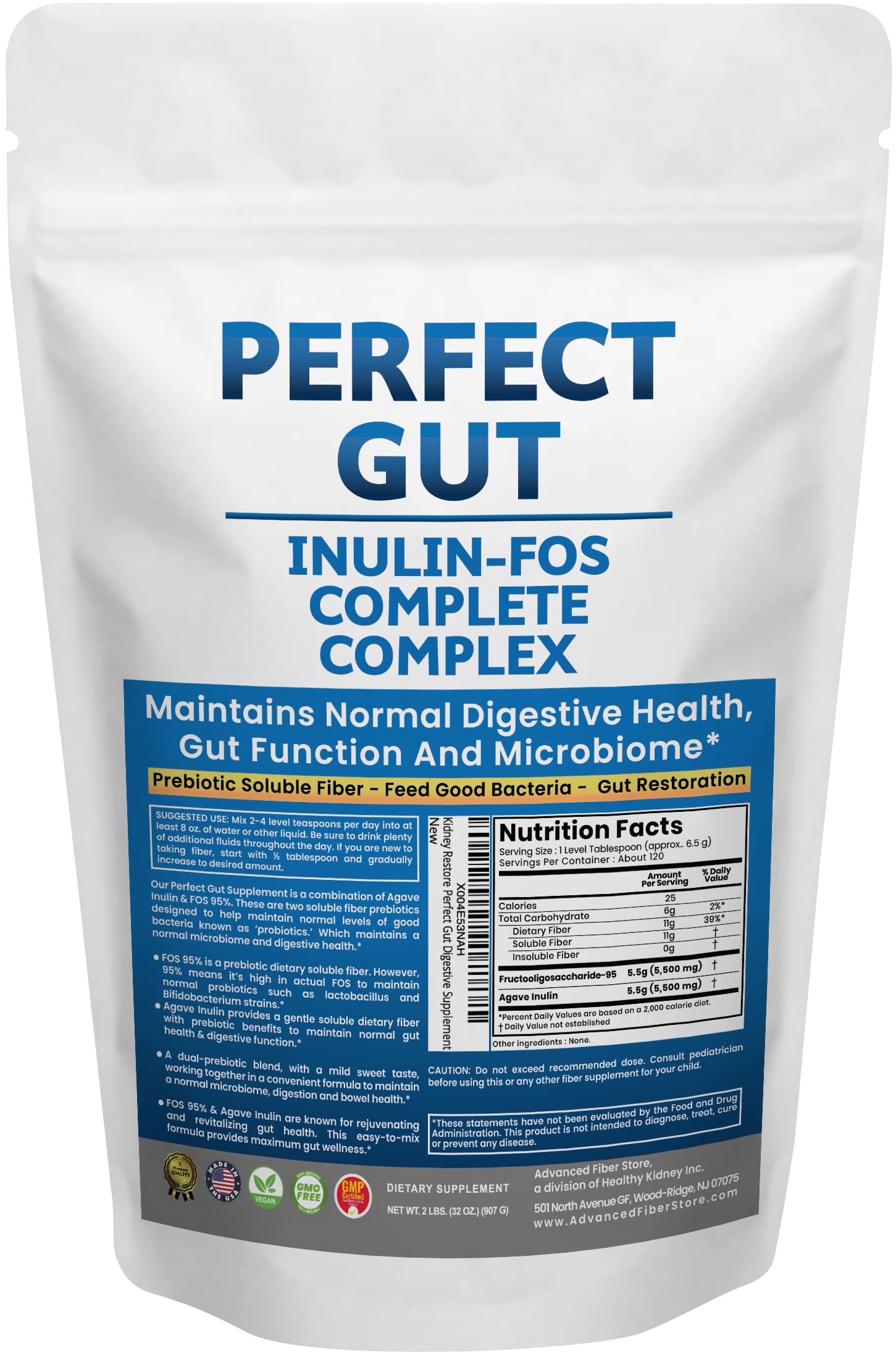 Perfect Gut: Inulin FOS Powder for Gut Health. Prebiotic Inulin. Unique Prebiotic 95% FOS Inulin Agave Fiber Kidney Restore buy supplements canada