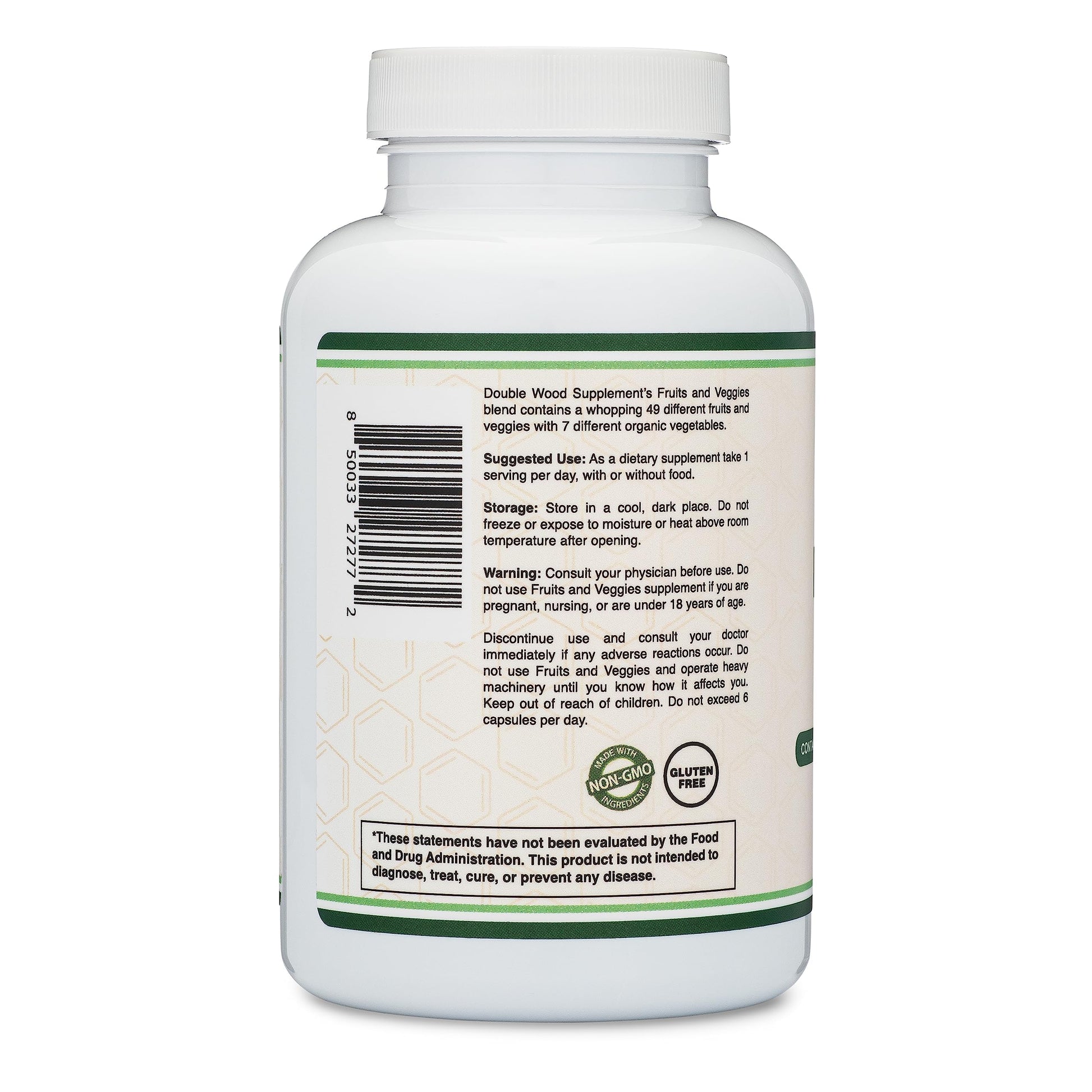 Fruits and Veggies Supplement (Daily Blend of 49 Different Fruits and Vegetables, 23 Veggies and 29 Fruits) 1,500mg Servings, 180 Capsules (No Fillers, Vegan Safe, Non-GMO) by Double Wood Double Wood Supplements buy supplements canada