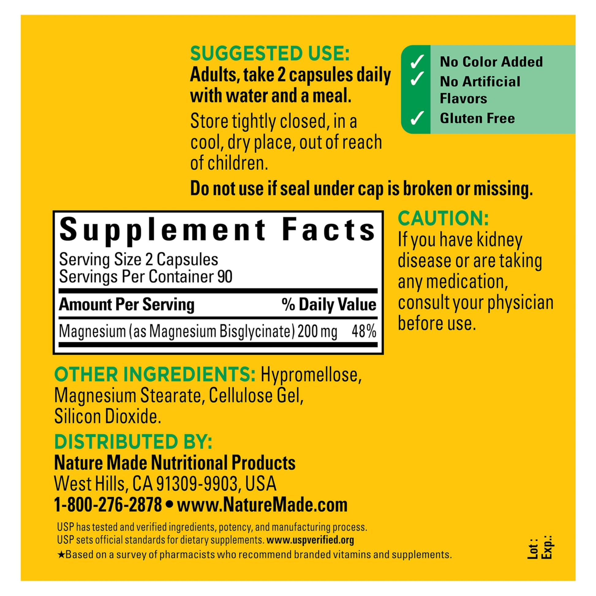 Nature Made Magnesium Glycinate 200 mg per serving, Magnesium Supplement for Muscle, Heart, Nerve and Bone Support, 180 Magnesium Bisglycinate Capsules, 90 Day Supply Nature Made buy supplements canada