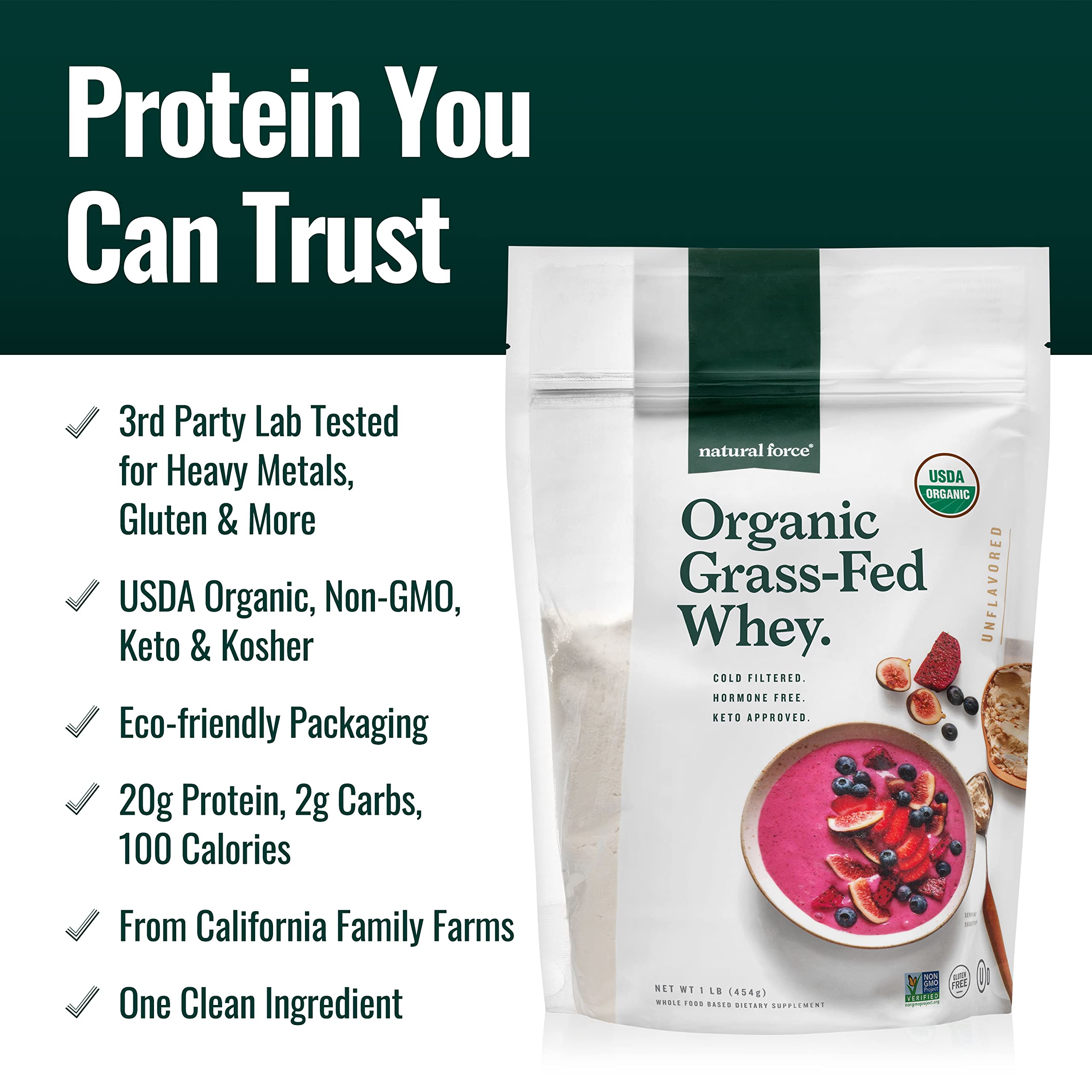 Natural Force Grass Fed Organic Whey Protein Powder – Non GMO Verified, Humane Natural Force buy supplements canada