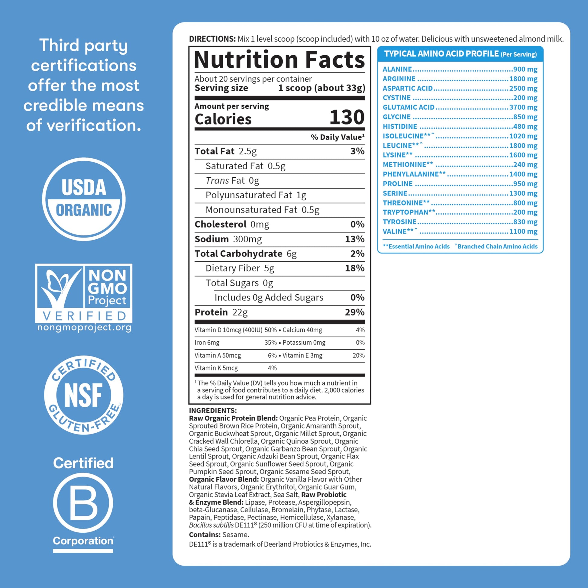 Garden Of Life Protein Powder, Vegan Protein Powder, Bcaa, Probiotics & Digestive Enzymes, Gluten & Lactose Free, Vanilla, 23.28 Ounce Garden of Life buy supplements canada