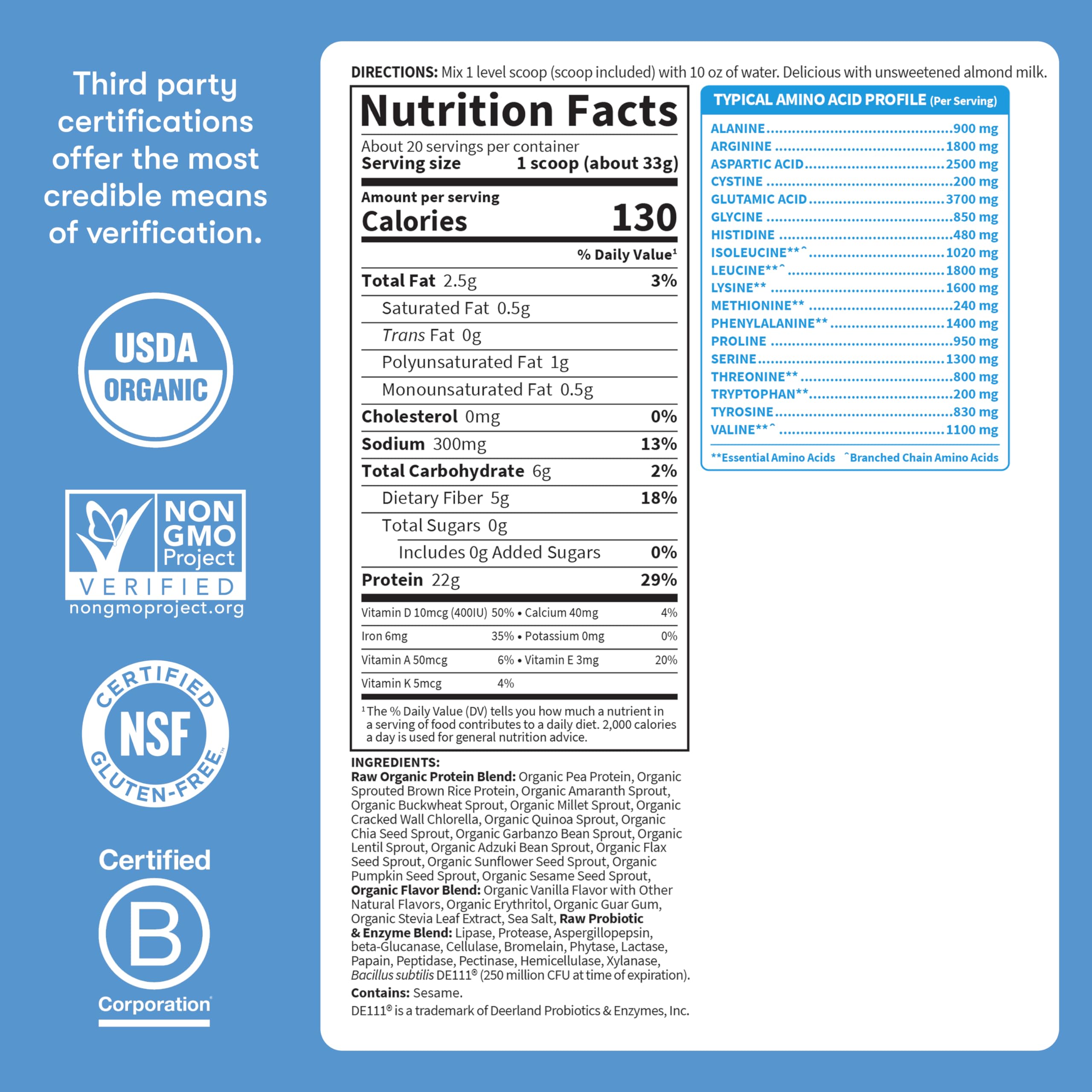 Garden Of Life Protein Powder, Vegan Protein Powder, Bcaa, Probiotics & Digestive Enzymes, Gluten & Lactose Free, Vanilla, 23.28 Ounce Garden of Life buy supplements canada