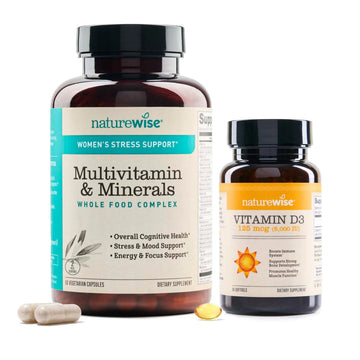 NatureWise [1 Multivitamin for Women Stress Support & Natural Minerals - 60 Capsules[30-Day Supply] + [1] Vitamin D3 5000iu + Organic Olive Oil - 30 Mini Softgels[30-Day Supply] NatureWise buy supplements canada