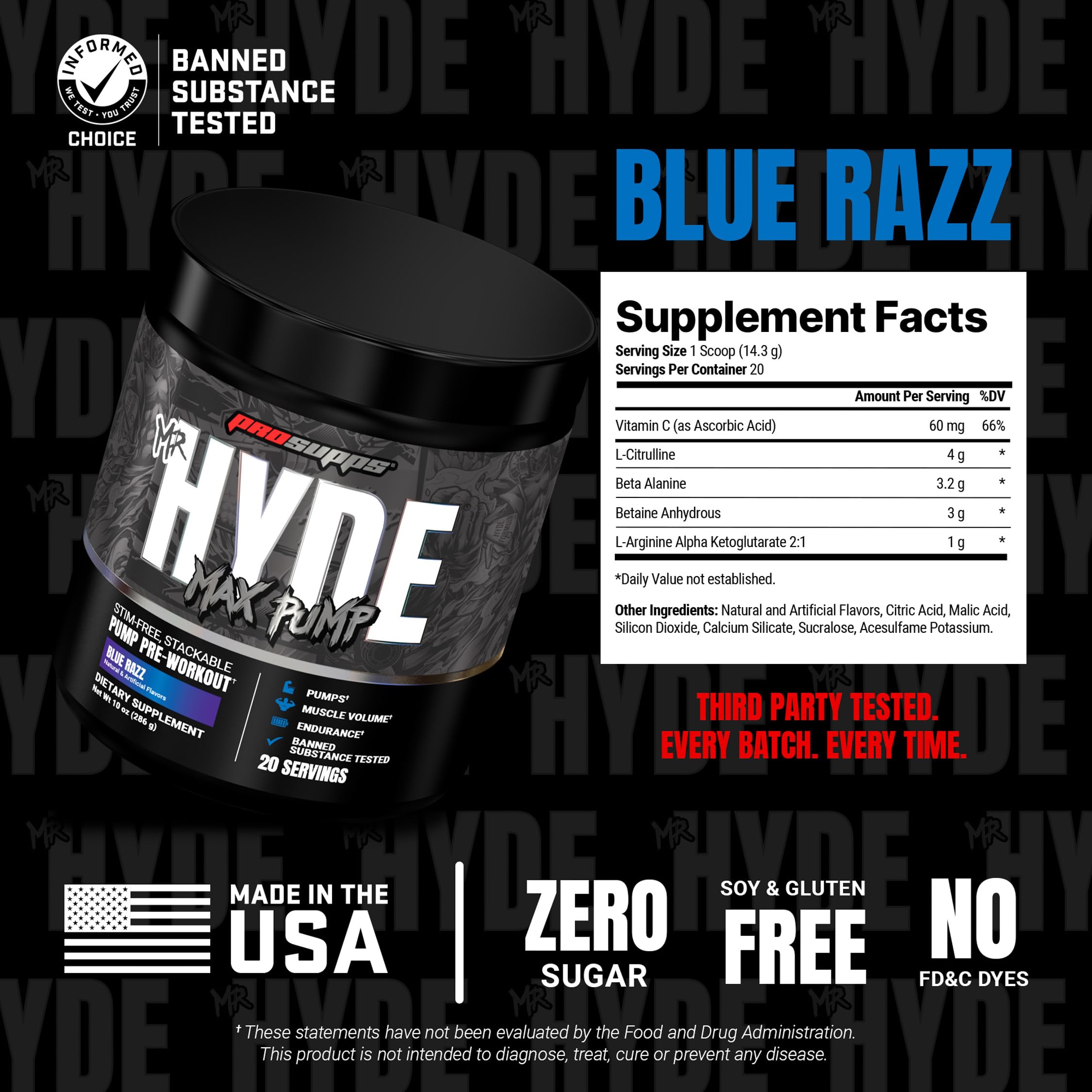 ProSupps Mr. Hyde Max Pump Pre Workout Powder - Stim-Free Preworkout Supports Blood Flow, Muscle Volume & Endurance - Caffeine-Free Nitric Oxide Gym & Fitness Supplements ProSupps buy supplements canada