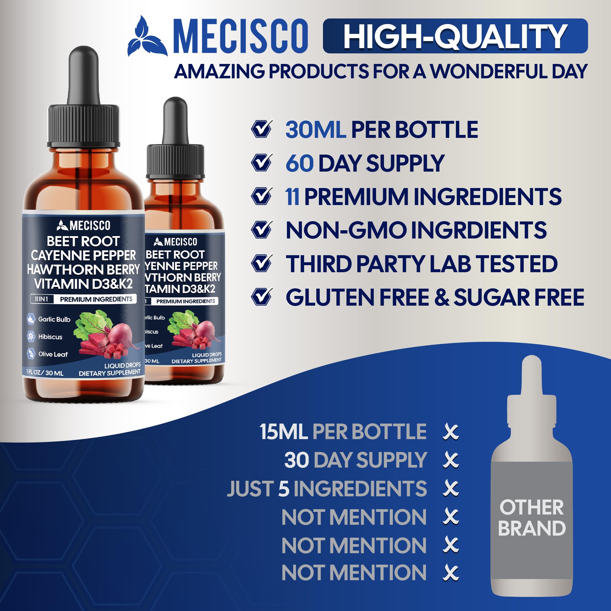 11in1 Beet Root Liquid Drops - Support Overall Wellness - with Vitamin D3, Vitamin K2, Hawthorn Berry, Cayenne Pepper, Garlic, Hibiscus, Olive, Red Spinach, Green Tea - 1 FL Oz - 60 Day Supply Mecisco buy supplements canada