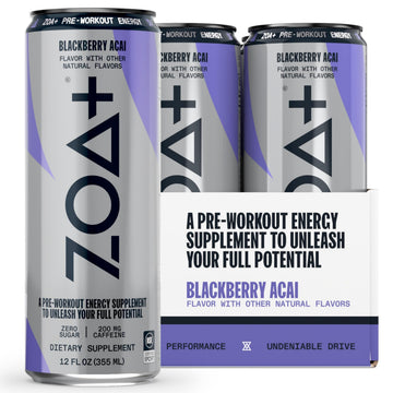 ZOA Plus Sugar-Free Pre-Workout Drink, Ready to Drink with Nitric Oxide, Vitamin B, C and D ZOA buy supplements canada