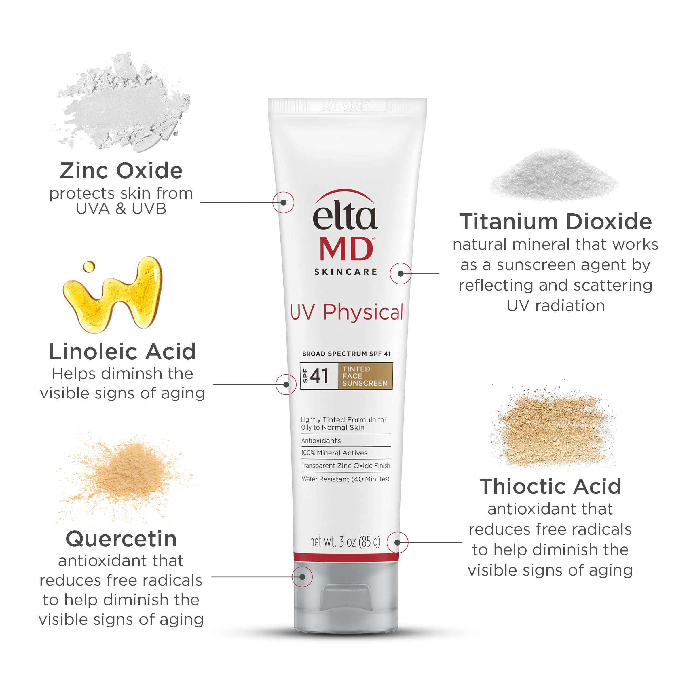EltaMD UV Physical Tinted Mineral Sunscreen for Face SPF 41, 100% Mineral Actives Tinted Face Lotion, Water Resistant, Paraben-Free EltaMD buy supplements canada