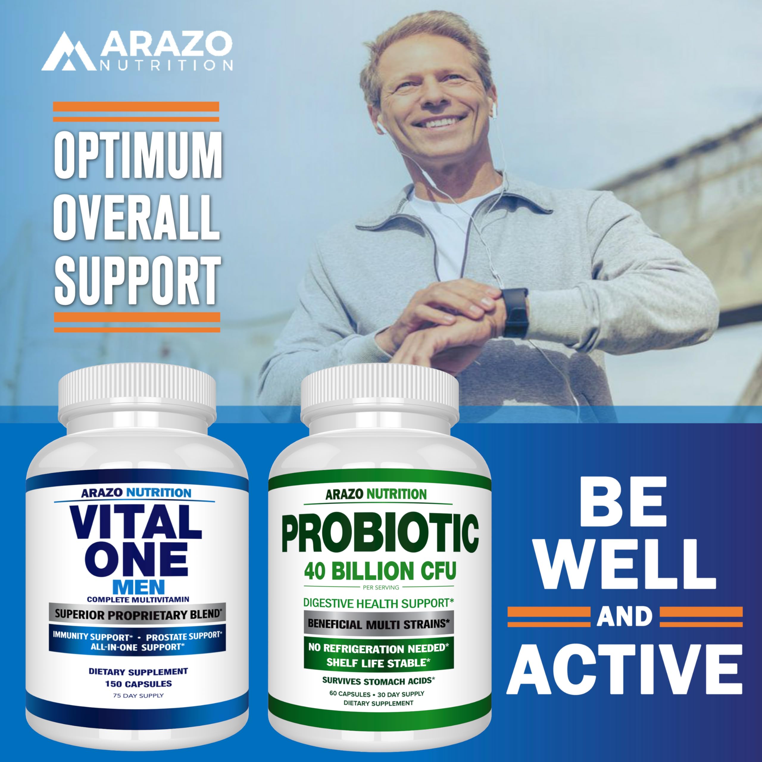 Arazo Nutrition Vital One Multivitamin for Men – Daily Wholefood Supplement - 150 Vegan Arazo Nutrition buy supplements canada