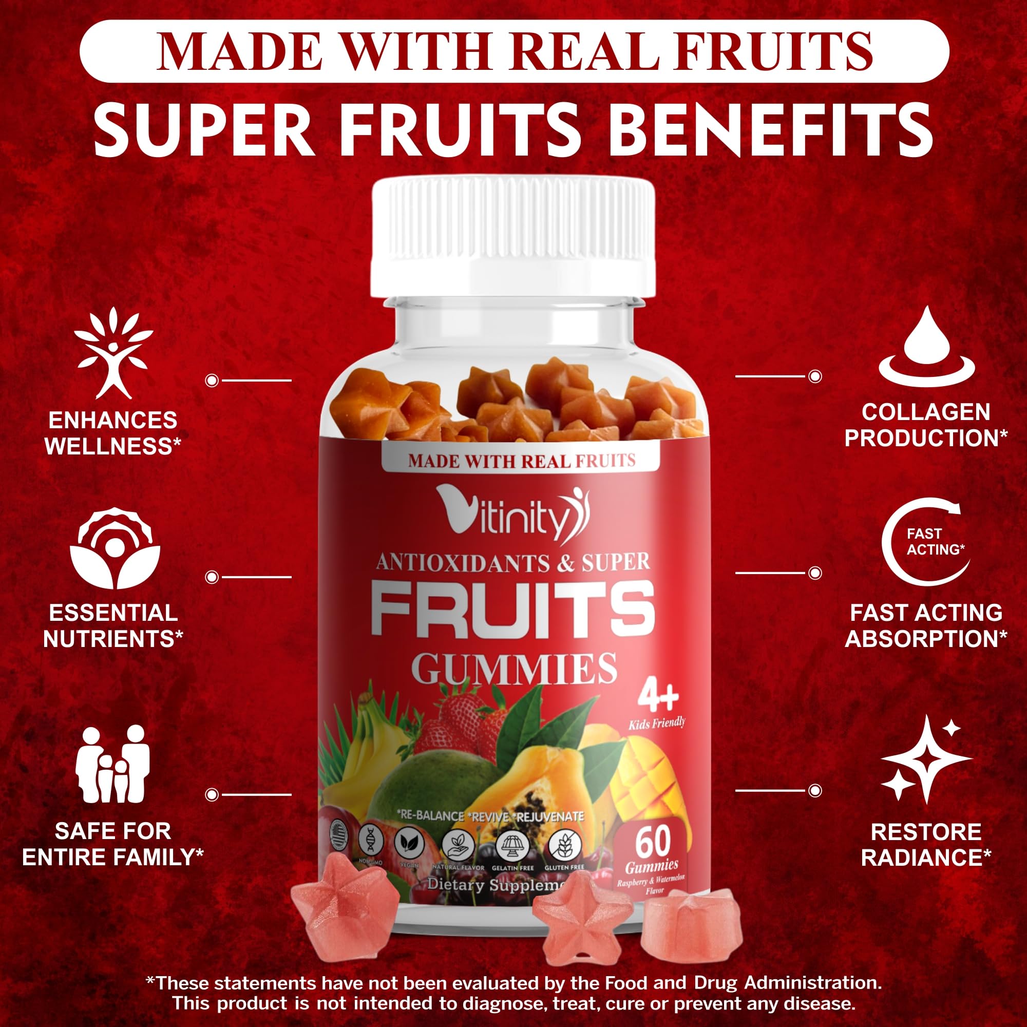 VITINITY Made with Real Super Fruits Delicious Gummy Supplement,Men,Women & Kids VITINITY buy supplements canada