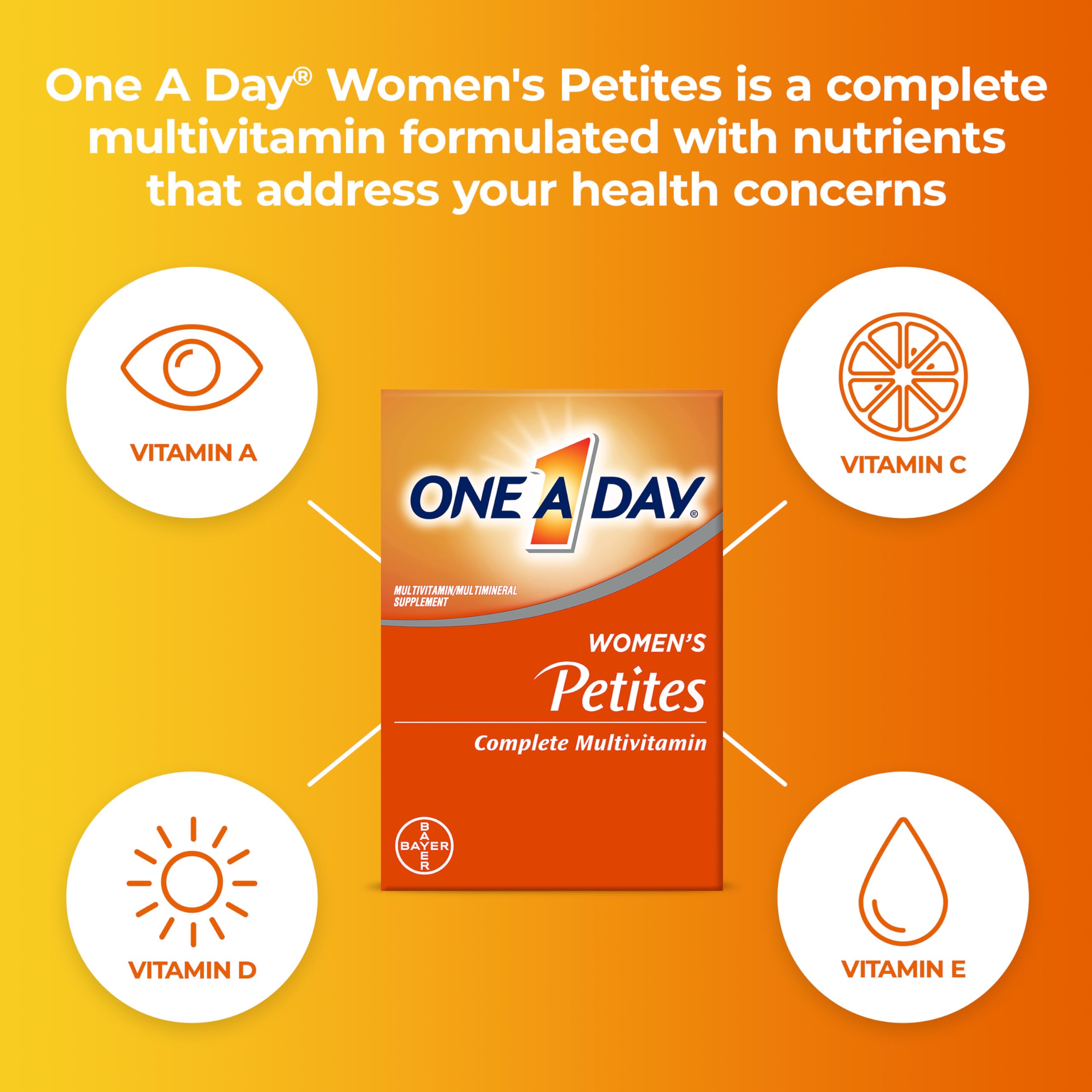One A Day Women’s Petites Multivitamin,Supplement with Vitamin A, C, D, E and Zinc for Immune Health Support, B Vitamins, Biotin, Folate (as folic acid) & more,Tablet, 160 count ONE A DAY buy supplements canada