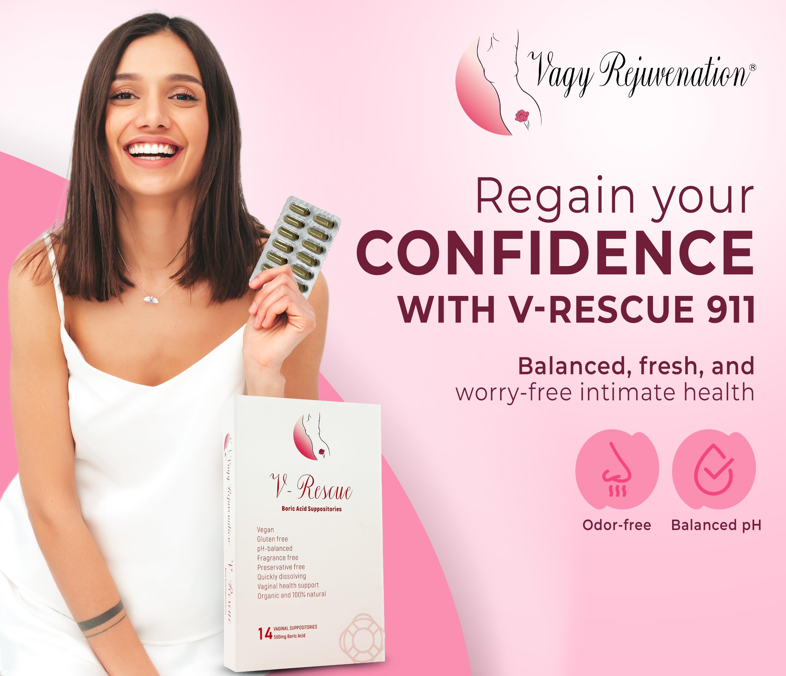 Vagy Rejuvenation V-Rescue - 500 mg Boric Acid 14 Vaginal Applications - Feminine Health Vagy Rejuvenation buy supplements canada
