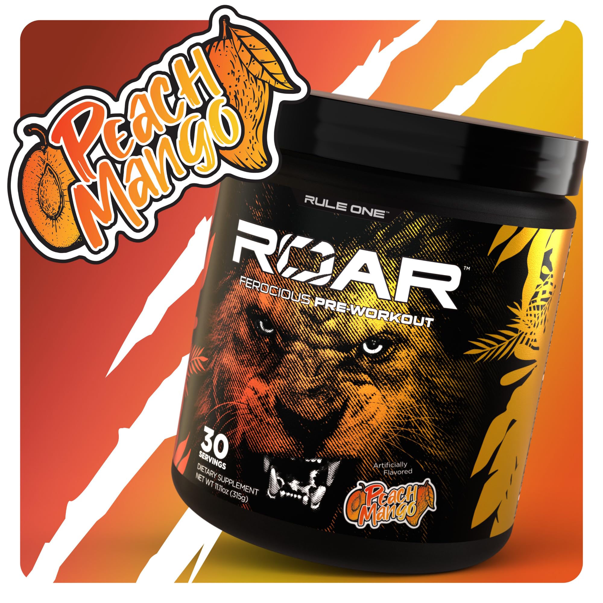 Rule 1 R1 ROAR, Peach Mango - 11.11 oz - Pre-Workout Powder - With Creatine, Beta-Alanine Rule 1 Proteins buy supplements canada