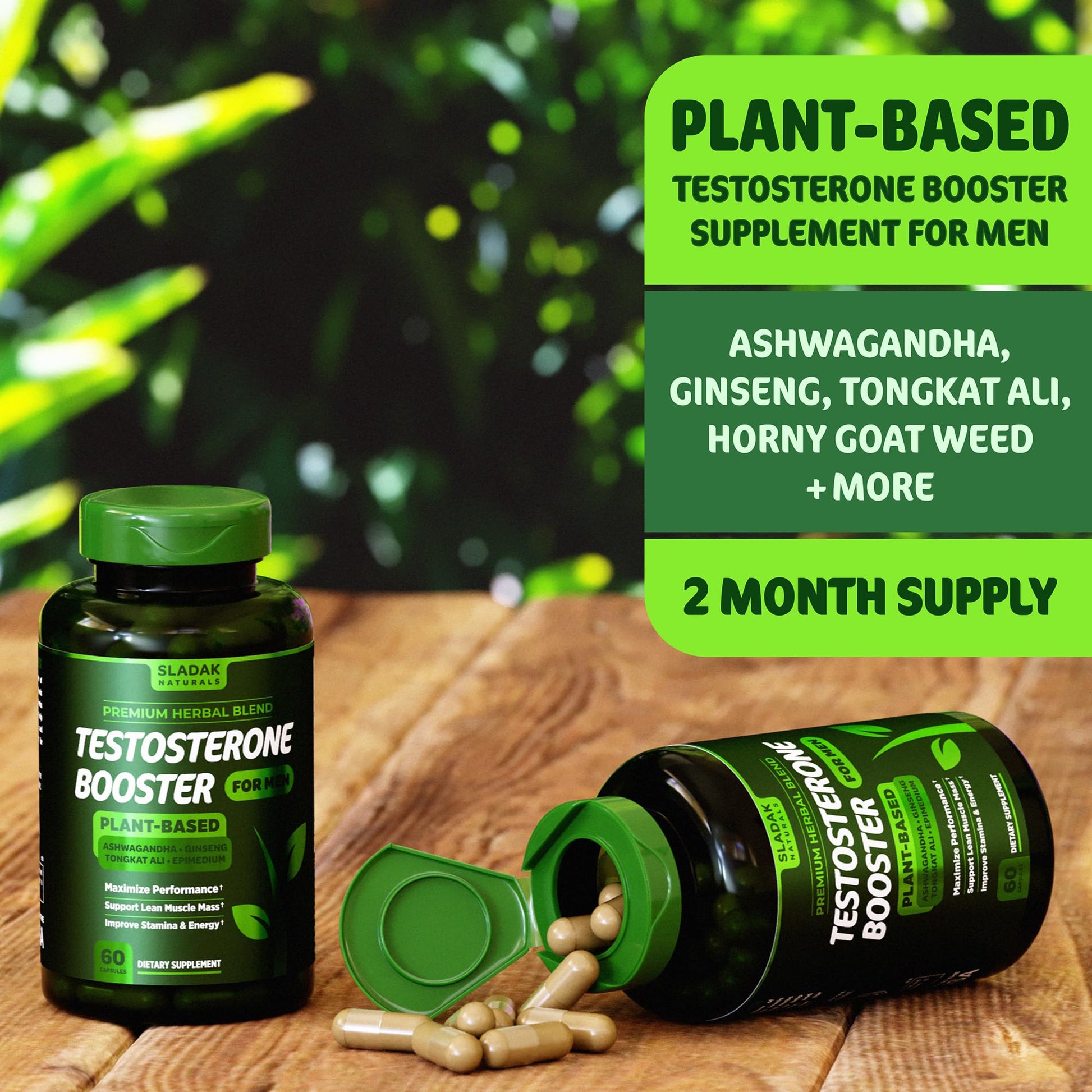 Testosterone Booster Supplement for Men - Male Enhancing Test Boost - Ashwagandha, L-Arginine, Tongkat Ali, Tribulus + More - Workout, Build Muscle, Strength, Energy & Performance - 2 Month Supply SLADAK NATURALS ㅤ buy supplements canada