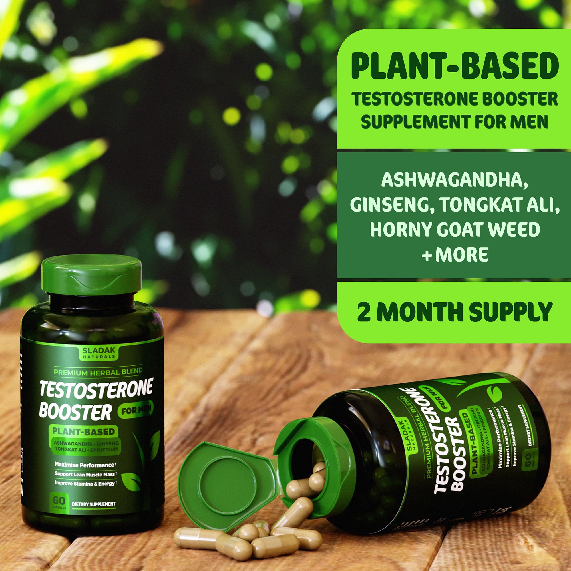 Testosterone Booster Supplement for Men - Male Enhancing Test Boost - Ashwagandha, L-Arginine, Tongkat Ali, Tribulus + More - Workout, Build Muscle, Strength, Energy & Performance - 2 Month Supply SLADAK NATURALS ㅤ buy supplements canada