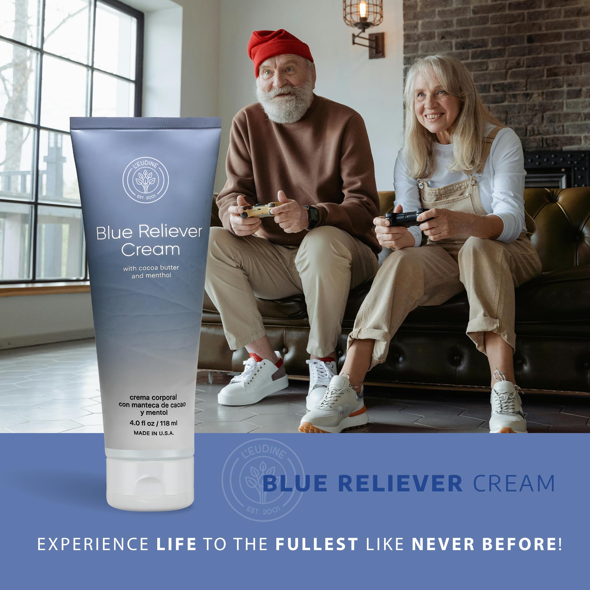 L'EUDINE Blue Reliever Cream – Joint and Muscle Therapy, Body Cream with Cocoa Butter and Menthol L'eudine buy supplements canada