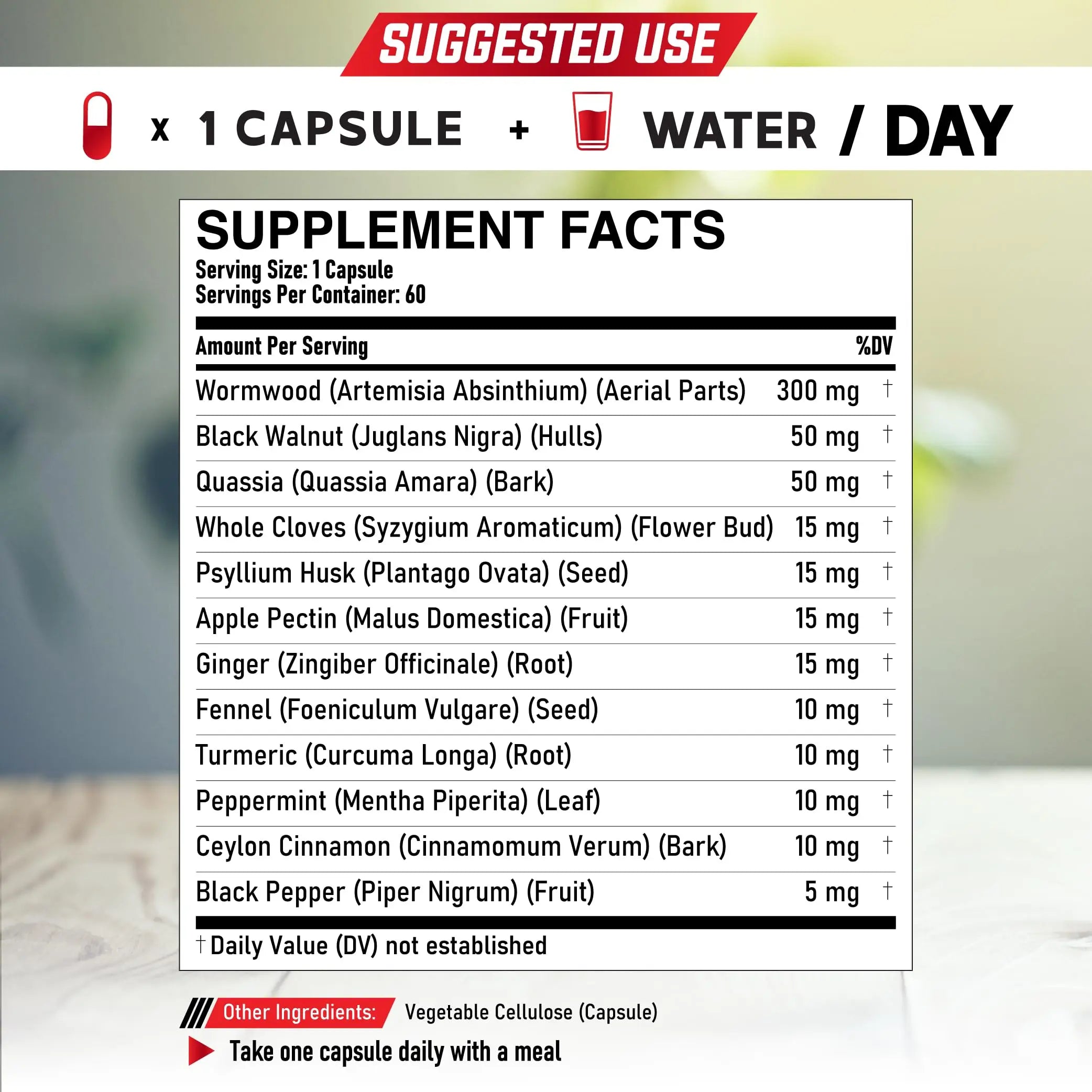 DEDICAD 12in1 Wormwood Capsules Black Walnut Cloves, Ginger, Turmeric Curcumin & Black Pepper - Immune System - 60 Capsules DEDICAD buy supplements canada