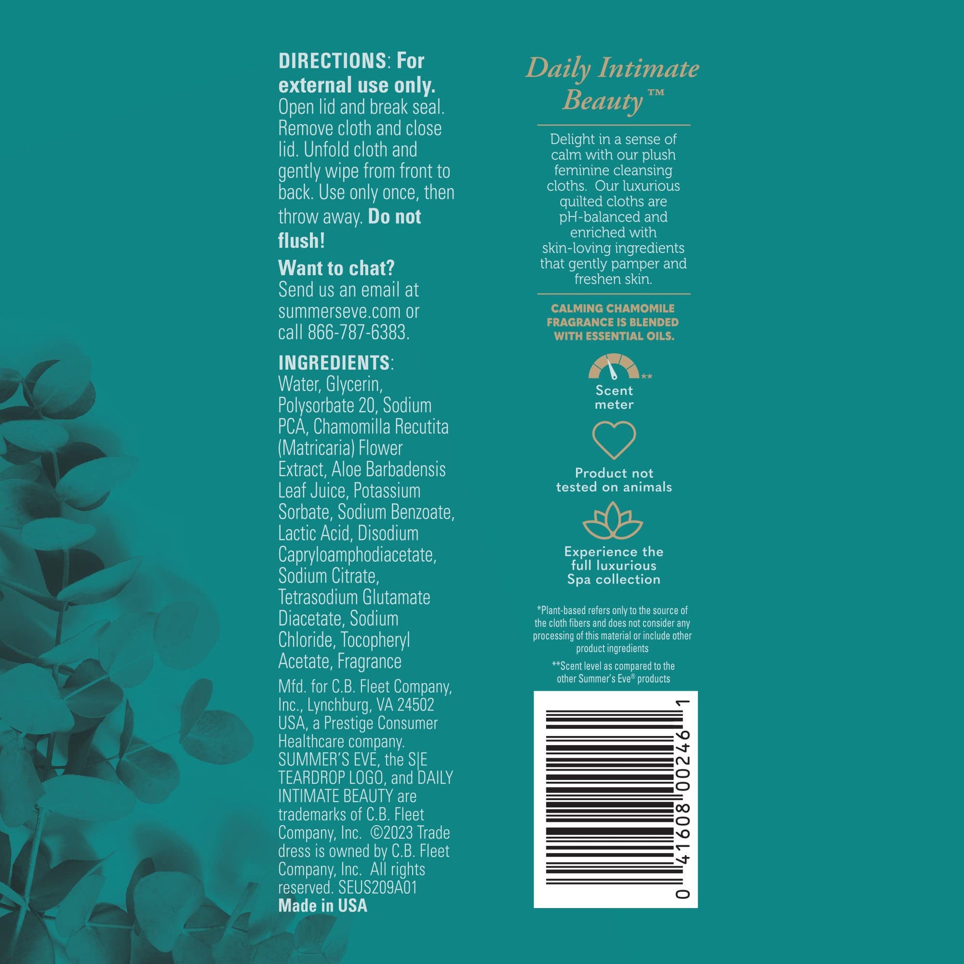 Summer's Eve Spa Calming Chamomile Feminine Wipes, 100% Plant Based*, pH balanced Plush Cloths Summer's Eve buy supplements canada