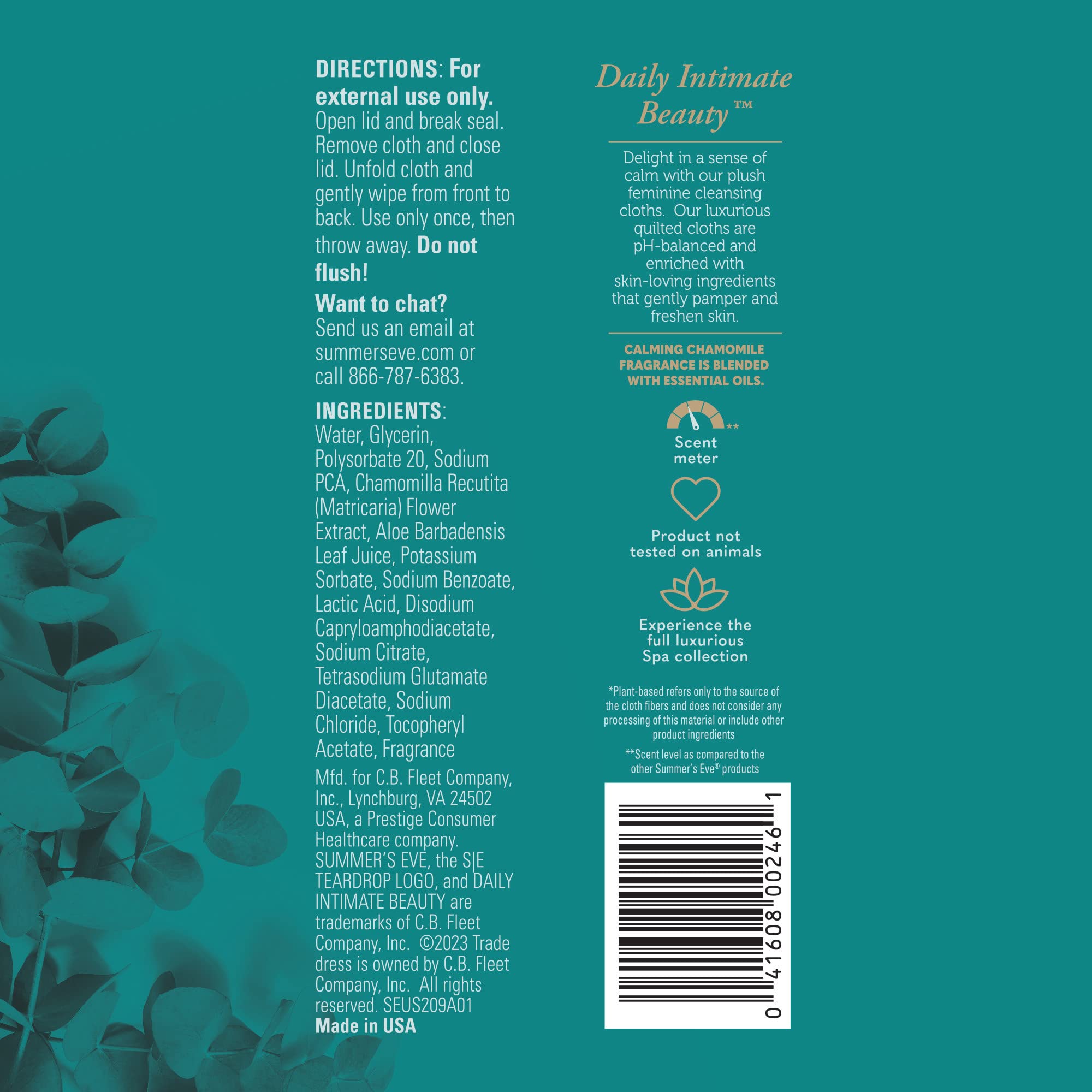Summer's Eve Spa Calming Chamomile Feminine Wipes, 100% Plant Based*, pH balanced Plush Cloths Summer's Eve buy supplements canada