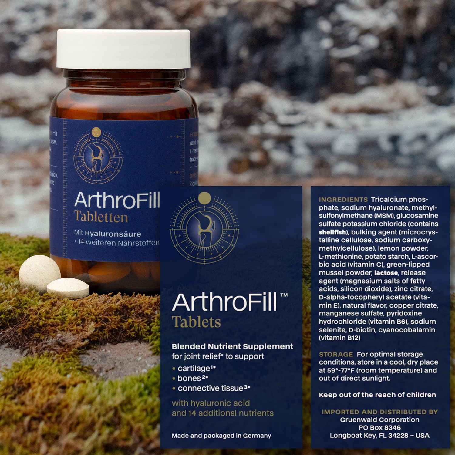 ArthroFill™ Tablets - Proven European Joint Relief - Vegan Hyaluronic Acid - Nutrient Complex - Support Active Movement Functions with 15 Vital Micronutrients - Made in Germany ArthroFill buy supplements canada