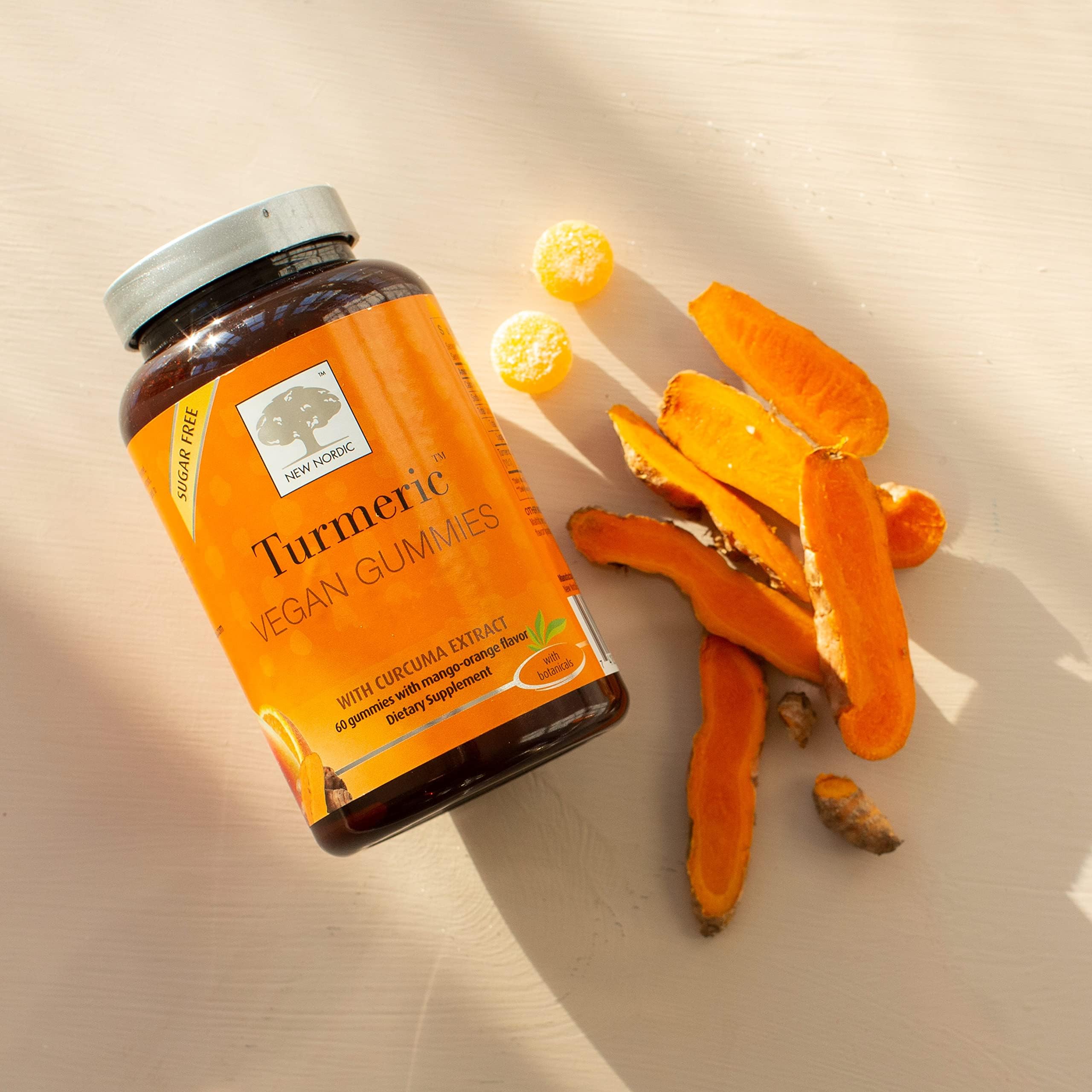 NEW NORDIC Turmeric Curcumin Gummies, Sugar Free, 300 mg Turmeric Supplement for Men and Women, Supports Normally Functioning Joints, Knees, Shoulders, Mango Orange, 60 Count NEW NORDIC buy supplements canada