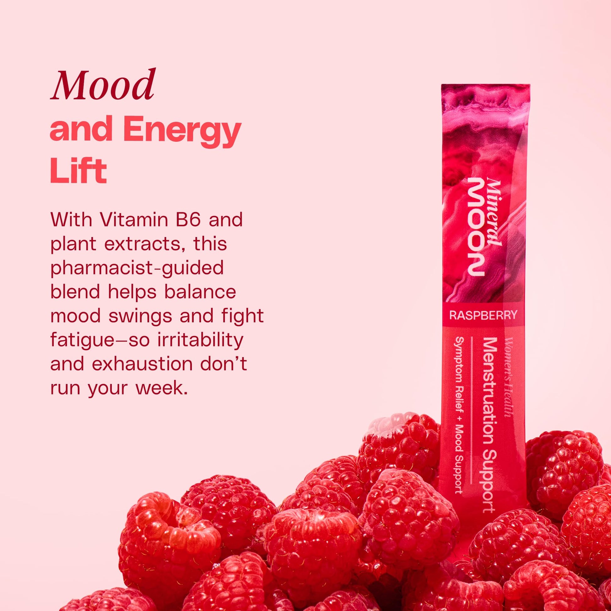 Mineral Moon Premium Menstruation Support - 14 Sachets Raspberry Drink - Hormonal Balance & PMS Support - Reduce Period Cramps, Fatigue & Nausea -with Magnesium Bisglycinate, BenfoPure B1 & Vitamin B6 Mineral Moon buy supplements canada