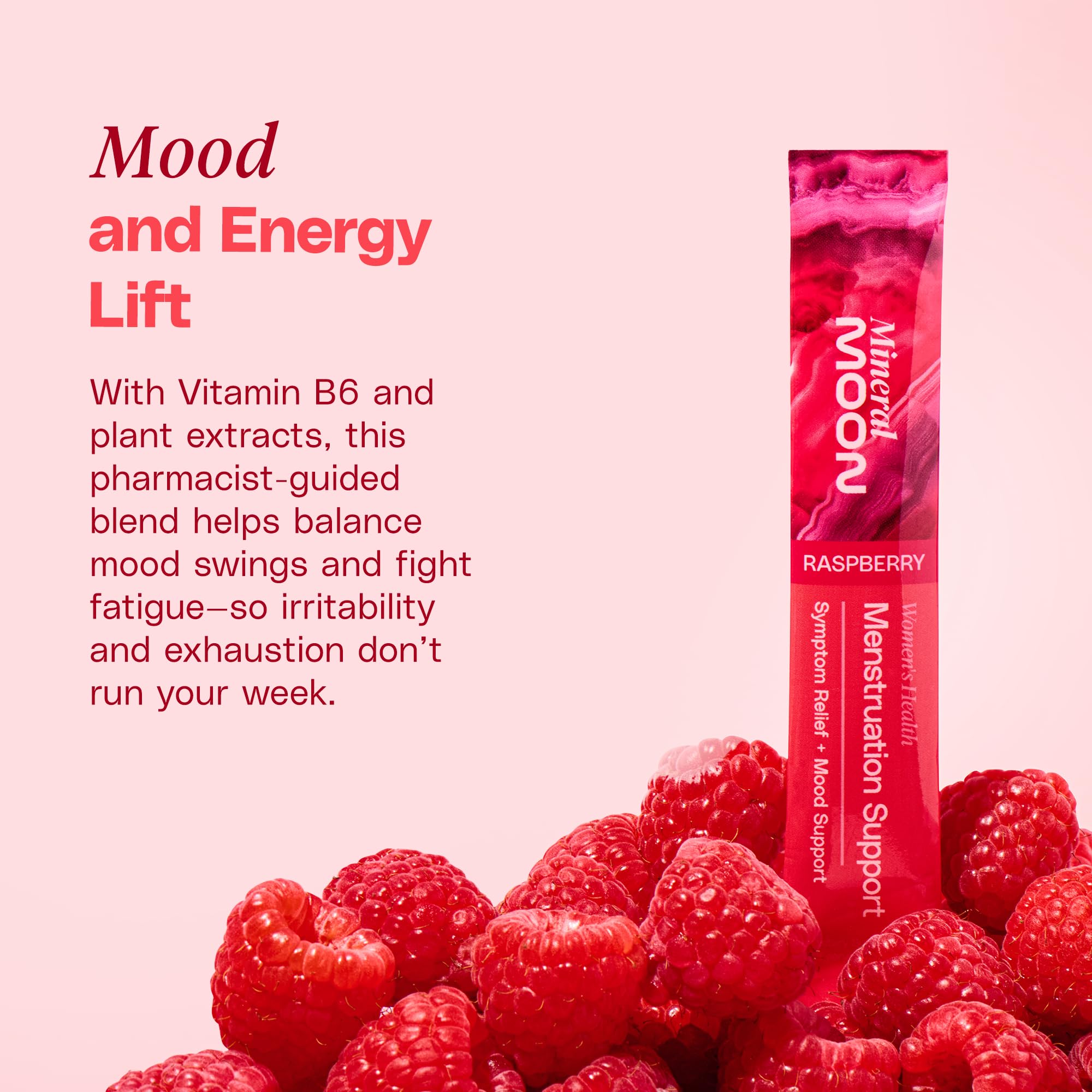 Mineral Moon Premium Menstruation Support - 14 Sachets Raspberry Drink - Hormonal Balance & PMS Support - Reduce Period Cramps, Fatigue & Nausea -with Magnesium Bisglycinate, BenfoPure B1 & Vitamin B6 Mineral Moon buy supplements canada