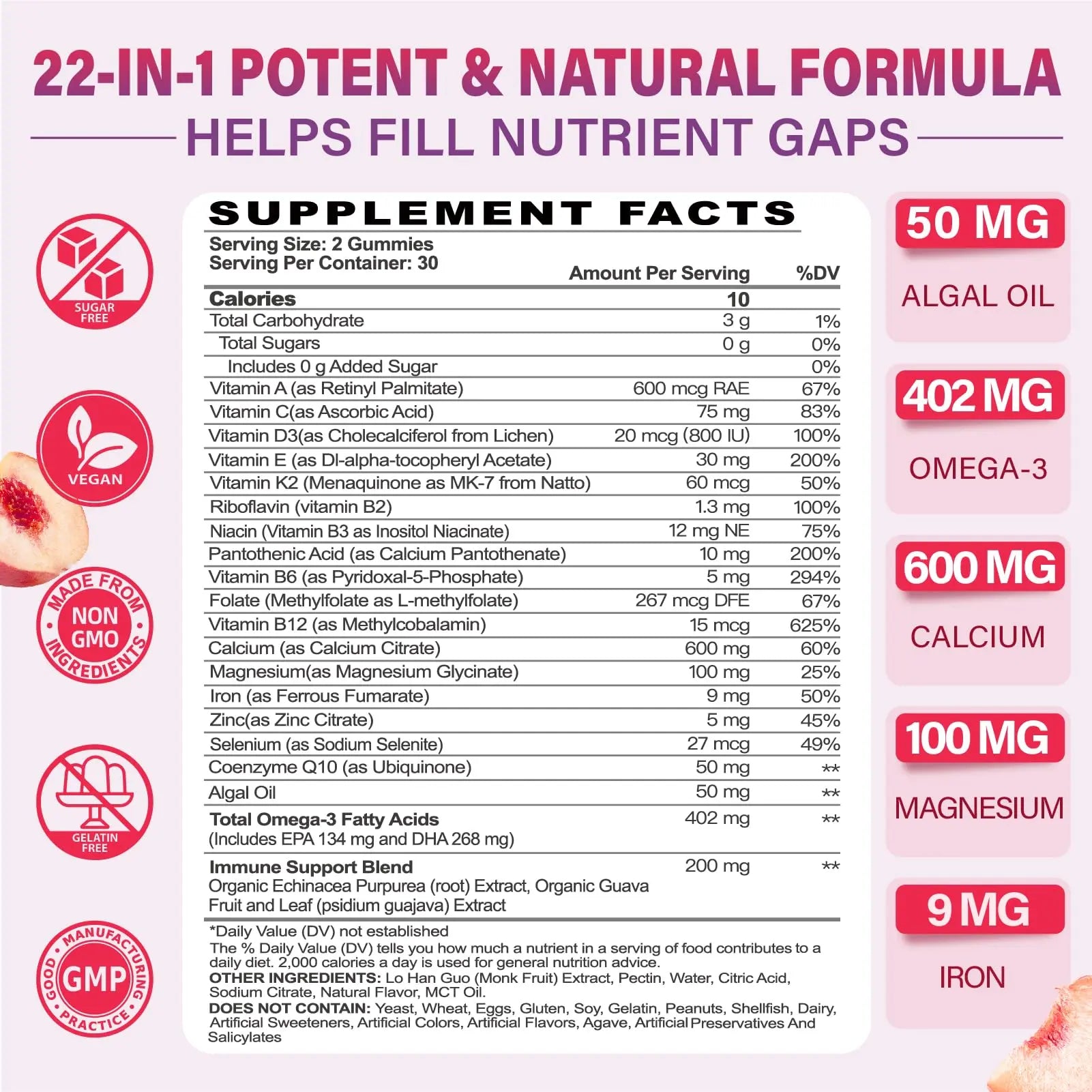 Multivitamin Gummies for Women 50 Plus - with Omega 3, Coenzyme Q10, Iron, Calcium, Zinc, Vitamin A, C, D3, E, K2, B Complex, Folate Tcemundry buy supplements canada