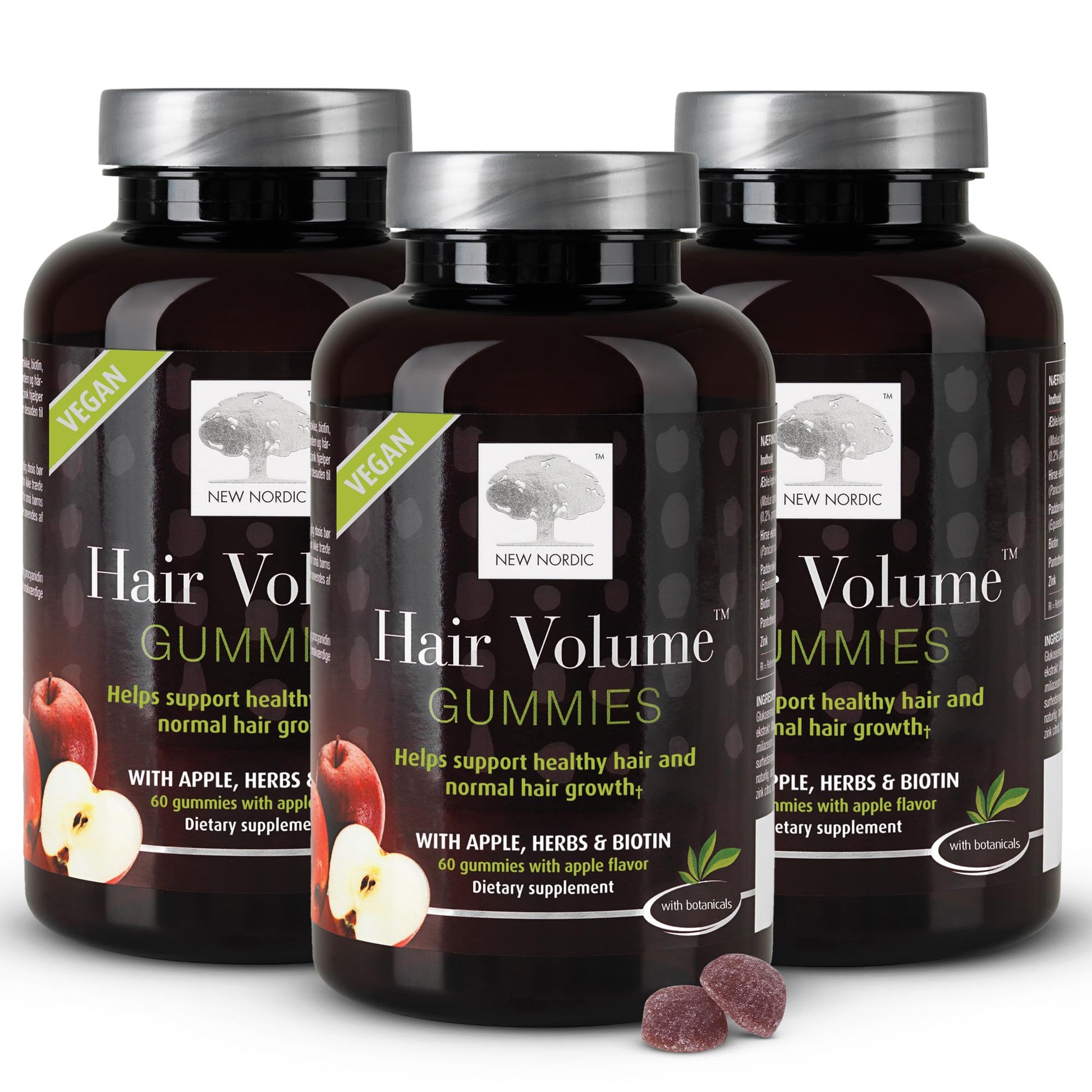 NEW NORDIC Hair Volume Gummies, 2500 mcg Biotin, Daily Hair Vitamins Supplement to Support Hair Skin & Nails, Vegan, 60 Count (Pack of 3) NEW NORDIC buy supplements canada