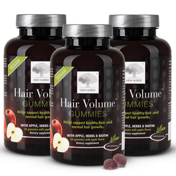 NEW NORDIC Hair Volume Gummies, 2500 mcg Biotin, Daily Hair Vitamins Supplement to Support Hair Skin & Nails, Vegan, 60 Count (Pack of 3) NEW NORDIC buy supplements canada