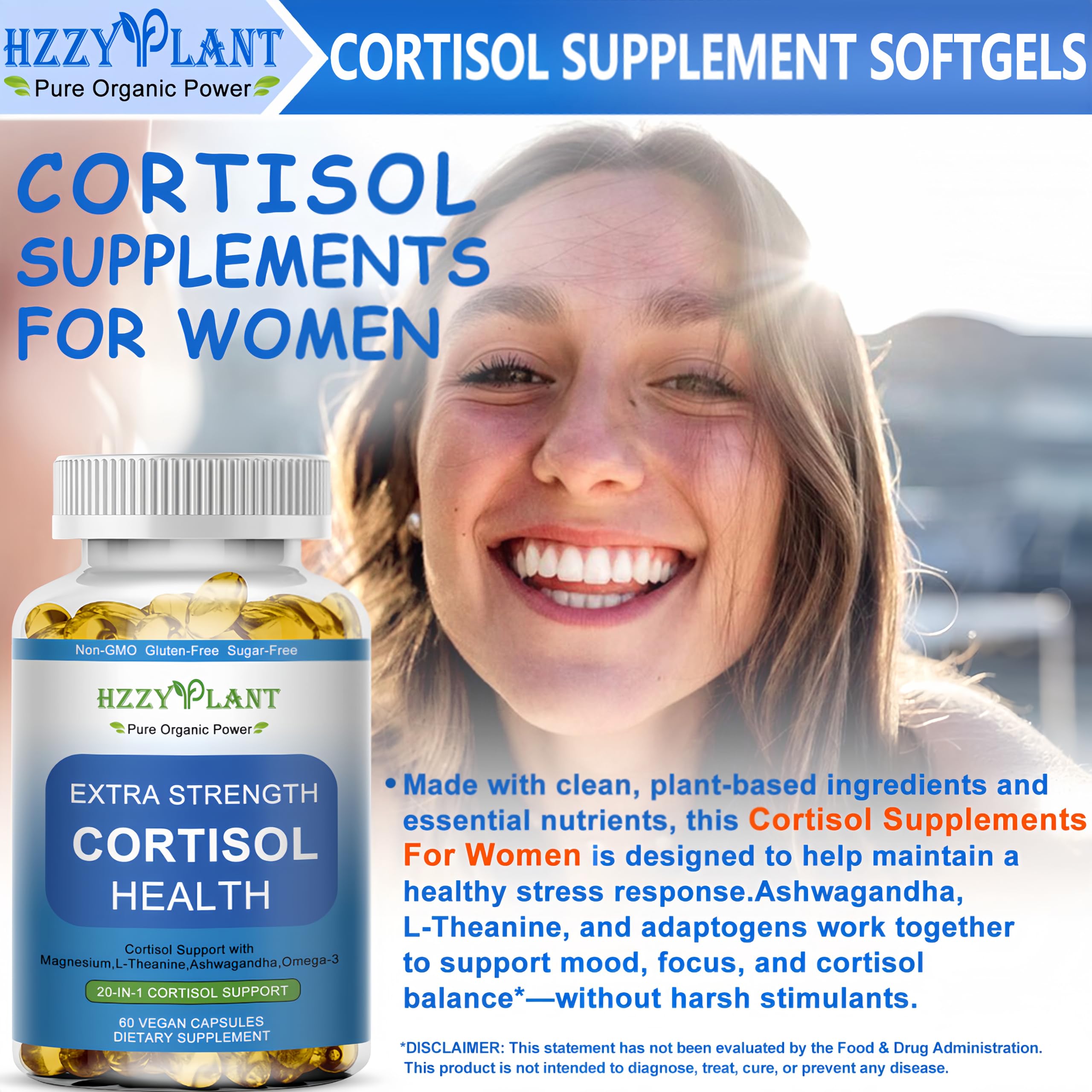 Cortisol Supplements for Women and Men Softgels with Phosphatidylserine Magnesium Ashwagandha L-Theanine,High Absorption Cortisol Detox Capsules for Sleep Relaxation Stress Relief,Non-GMO,60 Servings HZZYPLANT buy supplements canada