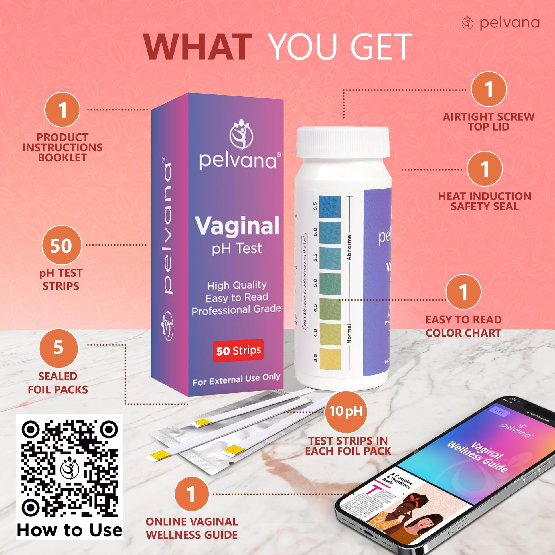 Pelvana Vaginal pH Balance Test Strips for Women 50 Strips - Vaginal pH Test Strips Pelvana buy supplements canada