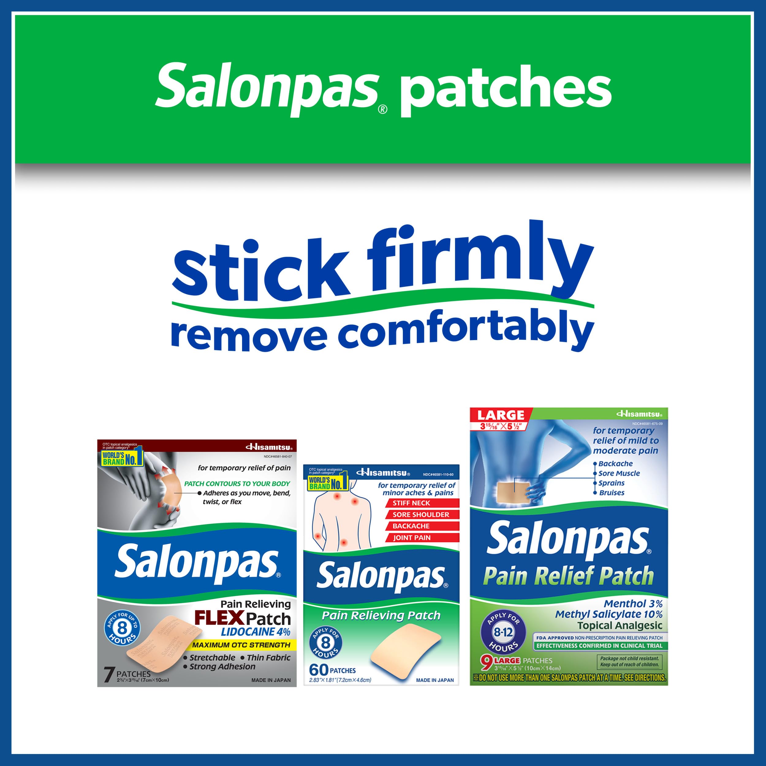 Salonpas Pain Relief Patch, 20 Count (Pack of 1), Up to 12 Hours Temporary Relief of Mild to Moderate Pain, Backache, Sore Muscle, Sprains, Bruises Salonpas buy supplements canada