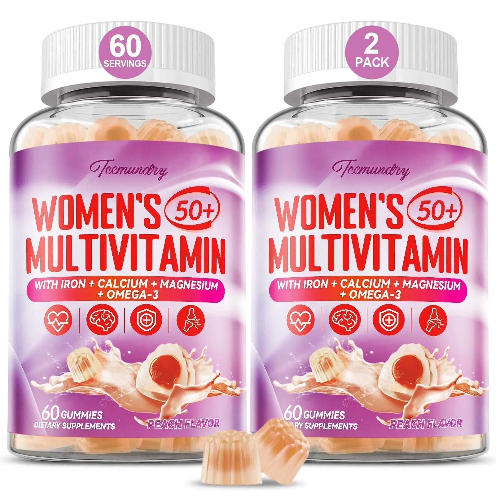 Multivitamin Gummies for Women 50 Plus - with Omega 3, Coenzyme Q10, Iron, Calcium, Zinc, Vitamin A, C, D3, E, K2, B Complex, Folate Tcemundry buy supplements canada