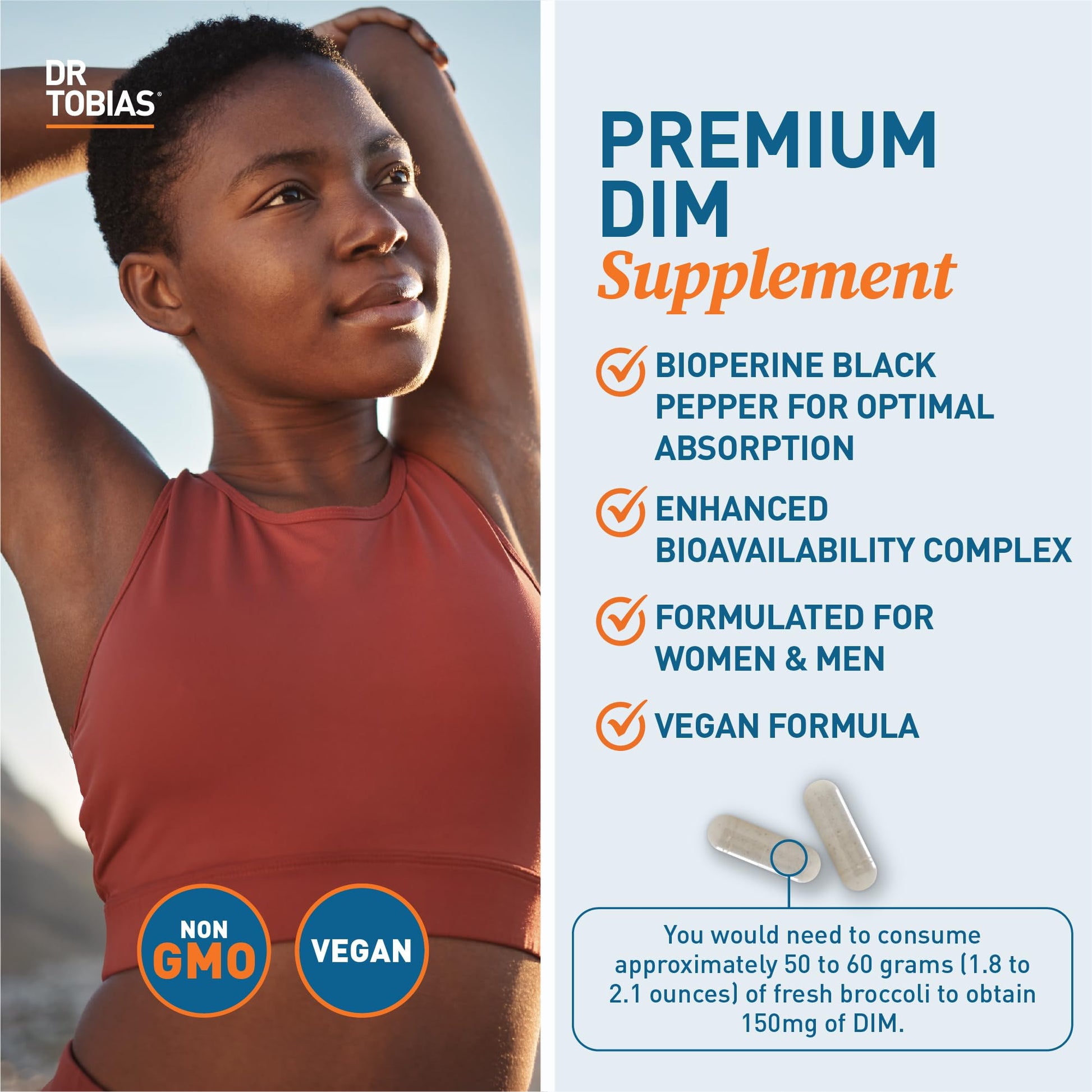Dr. Tobias DIM Complex, Hormone Balance for Women & Men, DIM Supplement with BioPerine, Broccoli Extract & Calcium D-Glucarate Estrogen Detox Balance Complex, Non-GMO, Vegan, 60 Capsules Dr. Tobias buy supplements canada