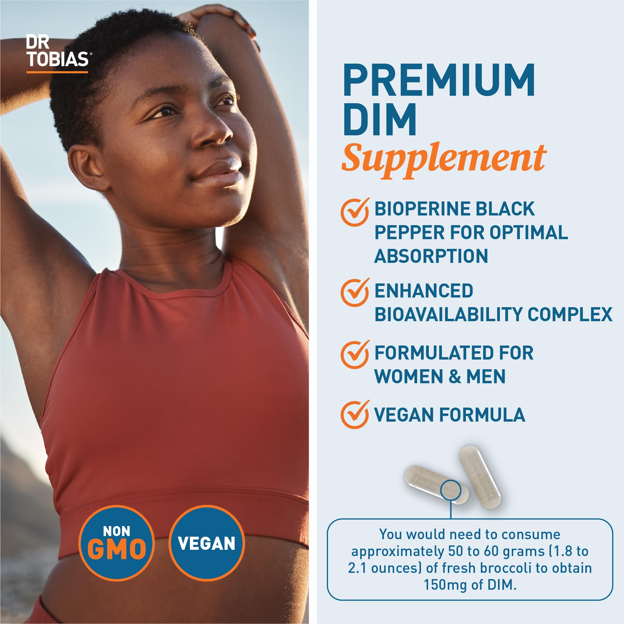 Dr. Tobias DIM Complex, Hormone Balance for Women & Men, DIM Supplement with BioPerine, Broccoli Extract & Calcium D-Glucarate Estrogen Detox Balance Complex, Non-GMO, Vegan, 60 Capsules Dr. Tobias buy supplements canada