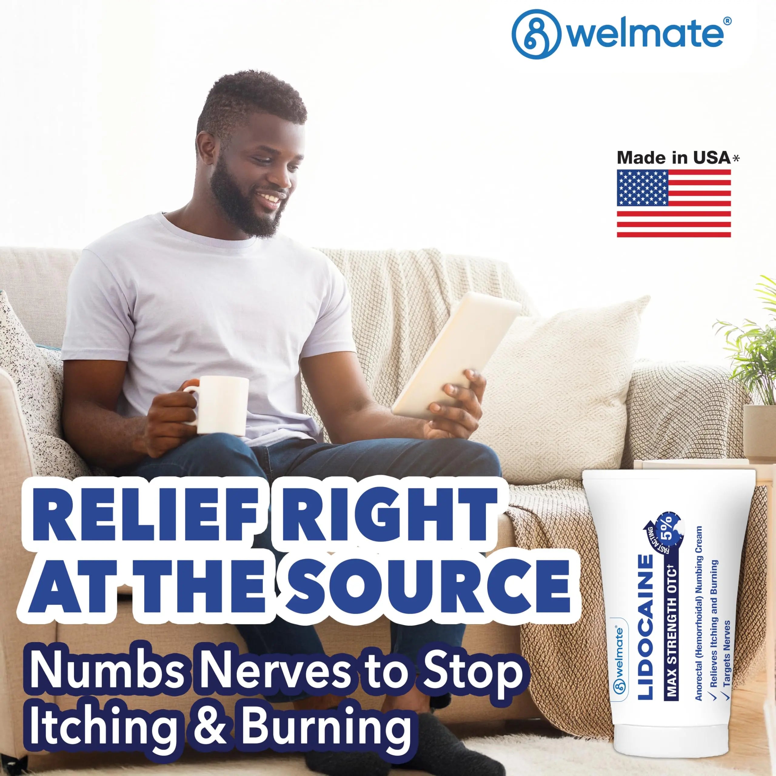 WELMATE 5% Lidocaine Cream for Hemorrhoids – Fast-Acting Lidocaine Numbing Cream & Topical Analgesic Cream for Anorectal Itch Relief, Unscented, Child Resistant Packaging 2 oz (60g) WELMATE buy supplements canada