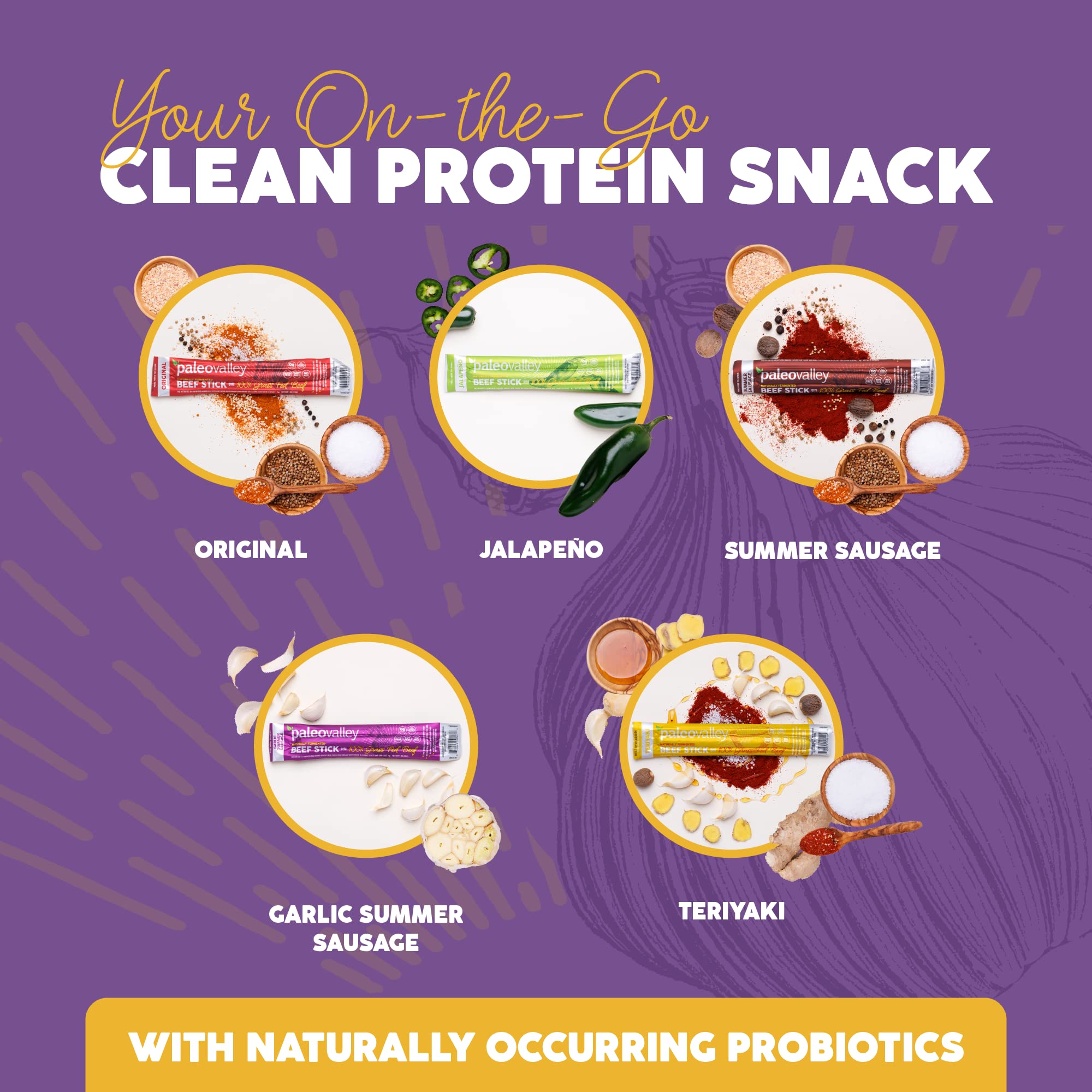 Paleovalley 100% Grass Fed Garlic Summer Sausage Beef Sticks - Delicious Gluten Free Beef Snack - High Protein Keto Friendly Paleovalley buy supplements canada